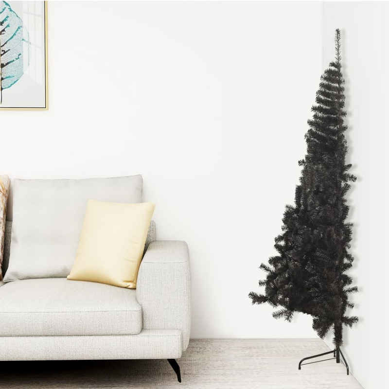 vidaXL Künstlicher Weihnachtsbaum »Künstlicher Halb-Weihnachtsbaum mit Ständer Schwarz 120 cm PVC«