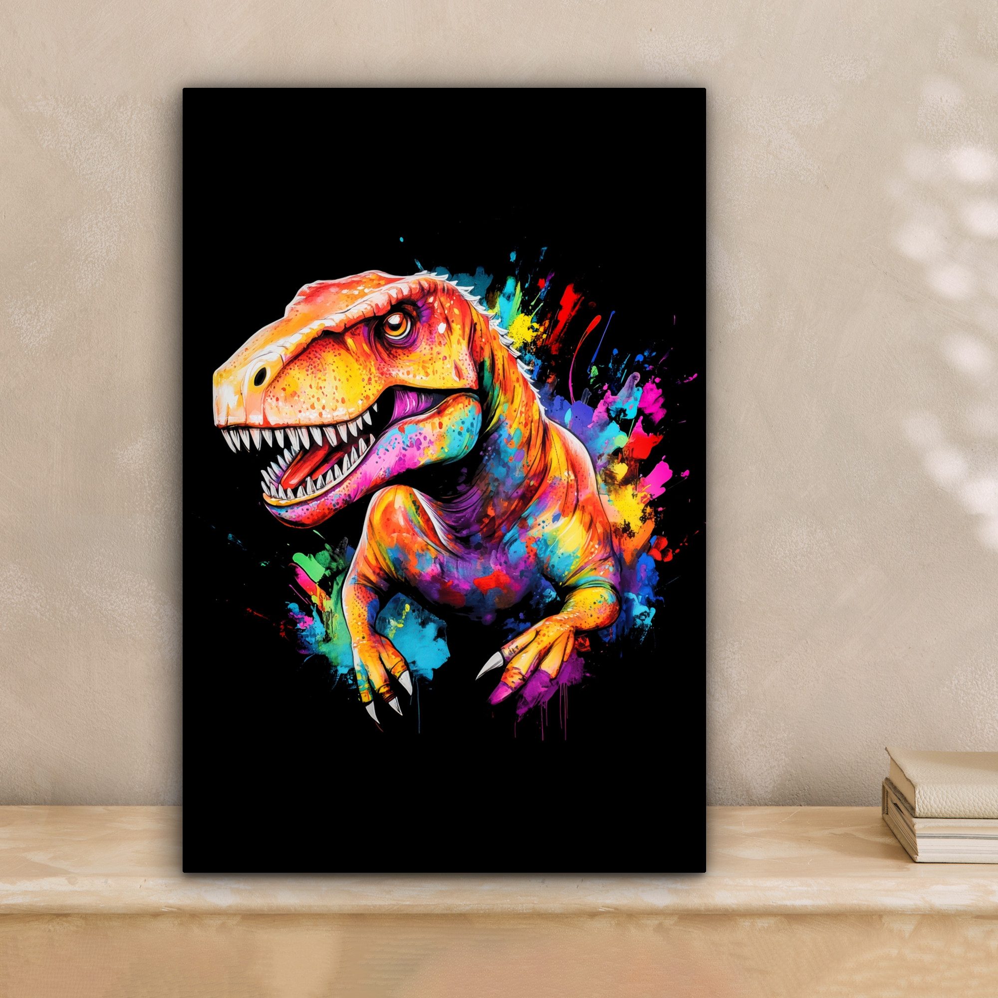 OneMillionCanvasses® Leinwandbild Graffiti - Dinosaurier - Jungen - Farbenf günstig online kaufen