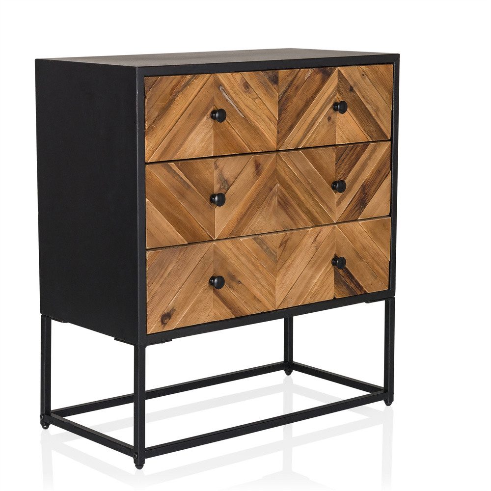 hjh LIVING Sideboard SANTJAGO BLACK SUN L Kommode H/B/T:, Kommode mit Holz-Schubladen, Industrial-Style, Schubladenkommode