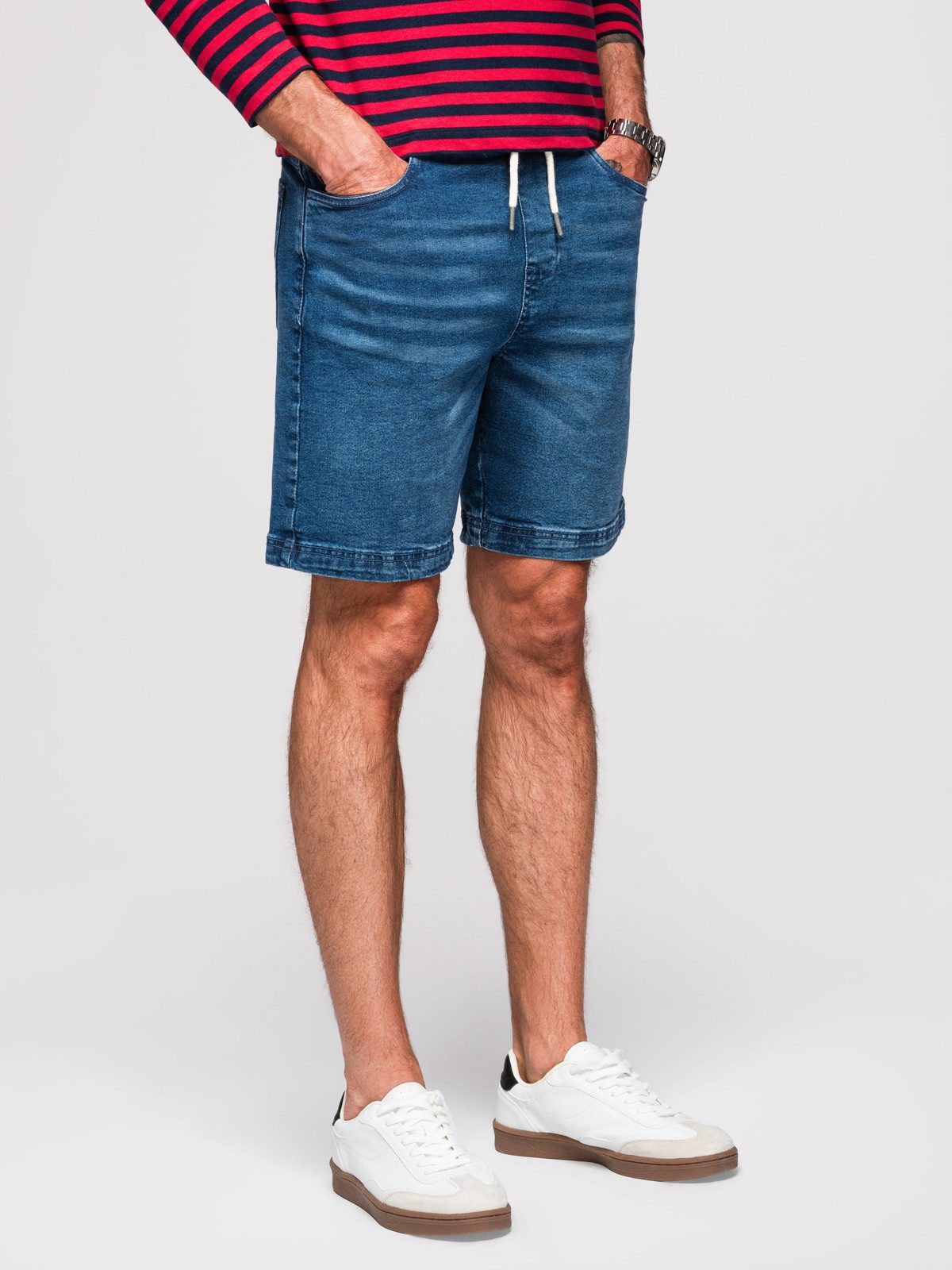 OMBRE Jeansshorts Herren Denim Shorts mit elastischem Bund Indigo M (kein Set, 1-tlg) – Bild 5 von 5