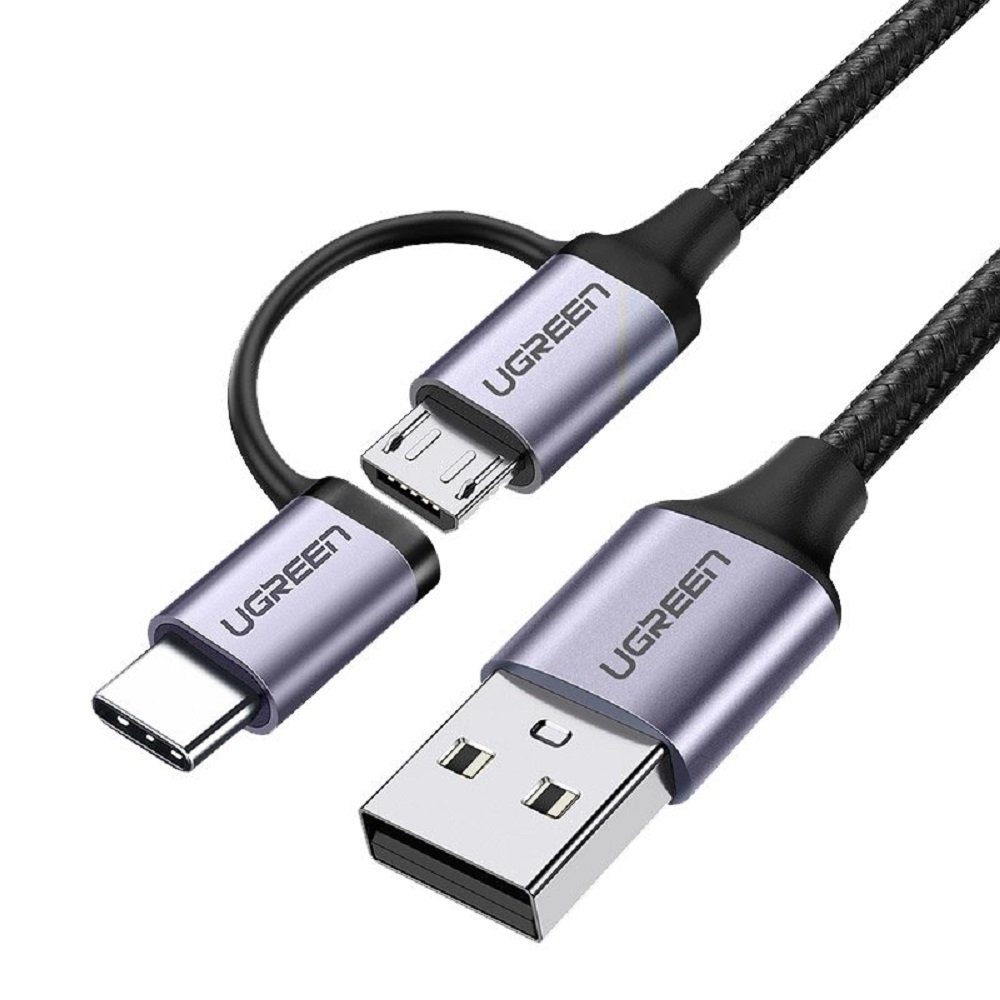 UGREEN Kabel 2in1 USB - Micro USB / USB Typ C Kabel 1m schwarz USB-Kabel