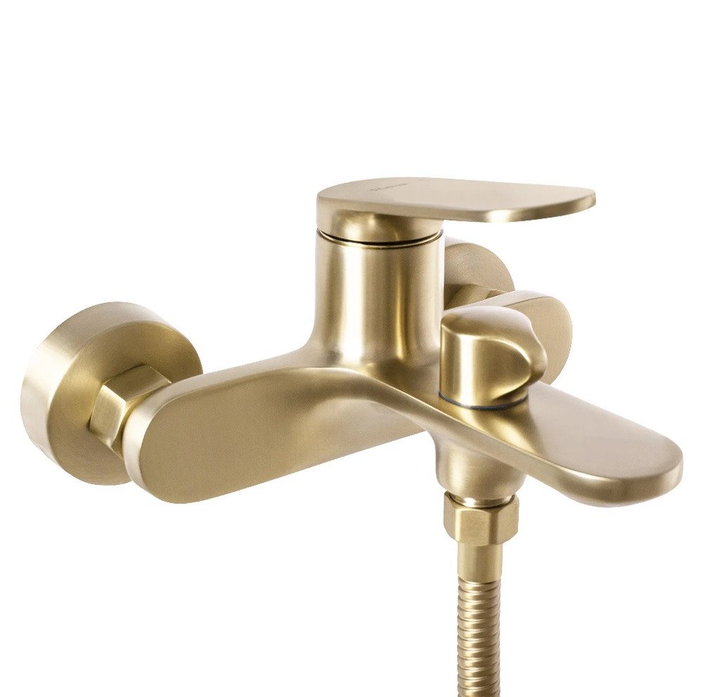Thumbnail - wohnwerk.idee Wannenarmatur Badewannenarmatur Wasserhahn Badewanne Gold Matt Gebürstet
