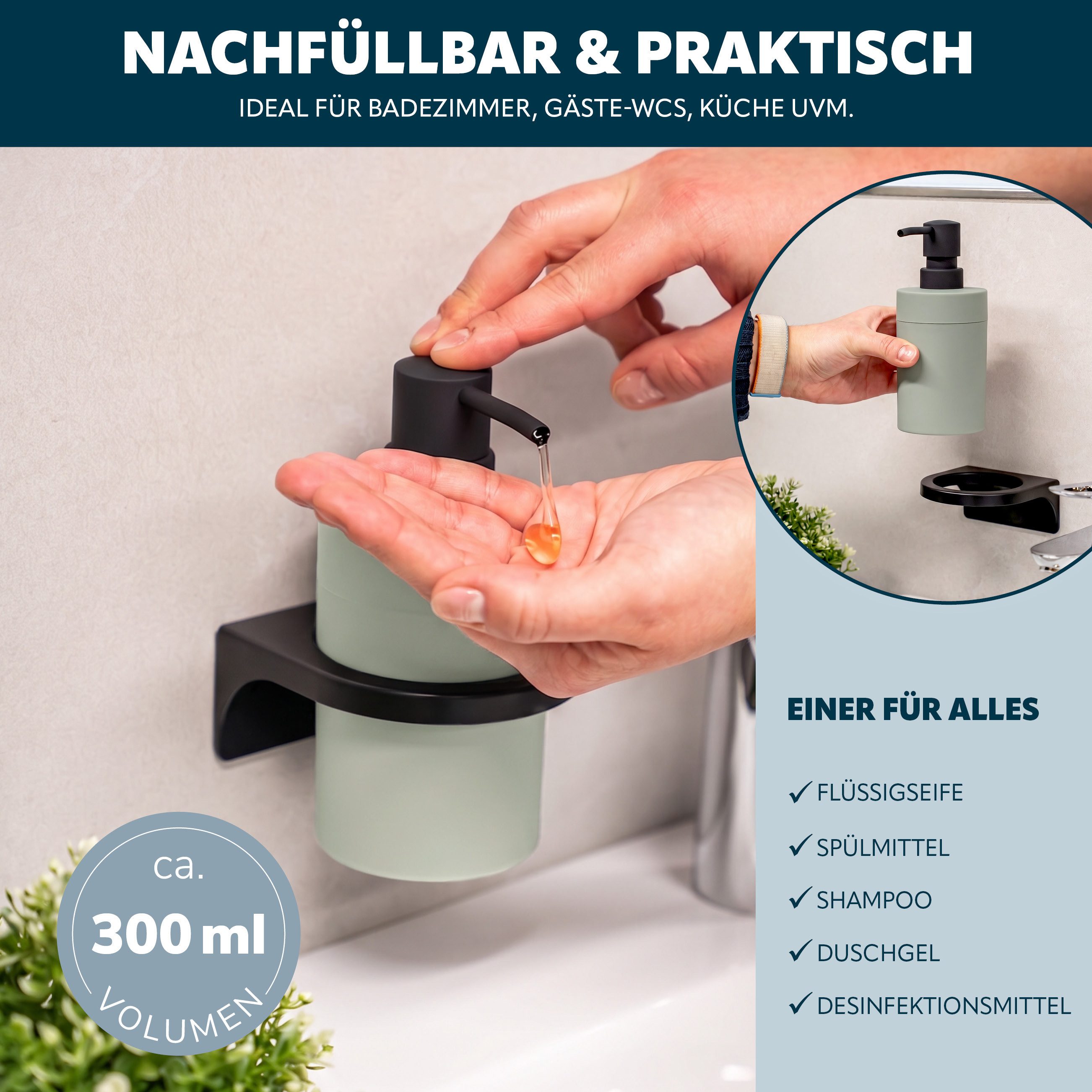 bremermann Badaccessoire-Set Bad-Serie SAVONA Softtouch inkl. Wandhalter, rund, 2 tlg. – Bild 3 von 5