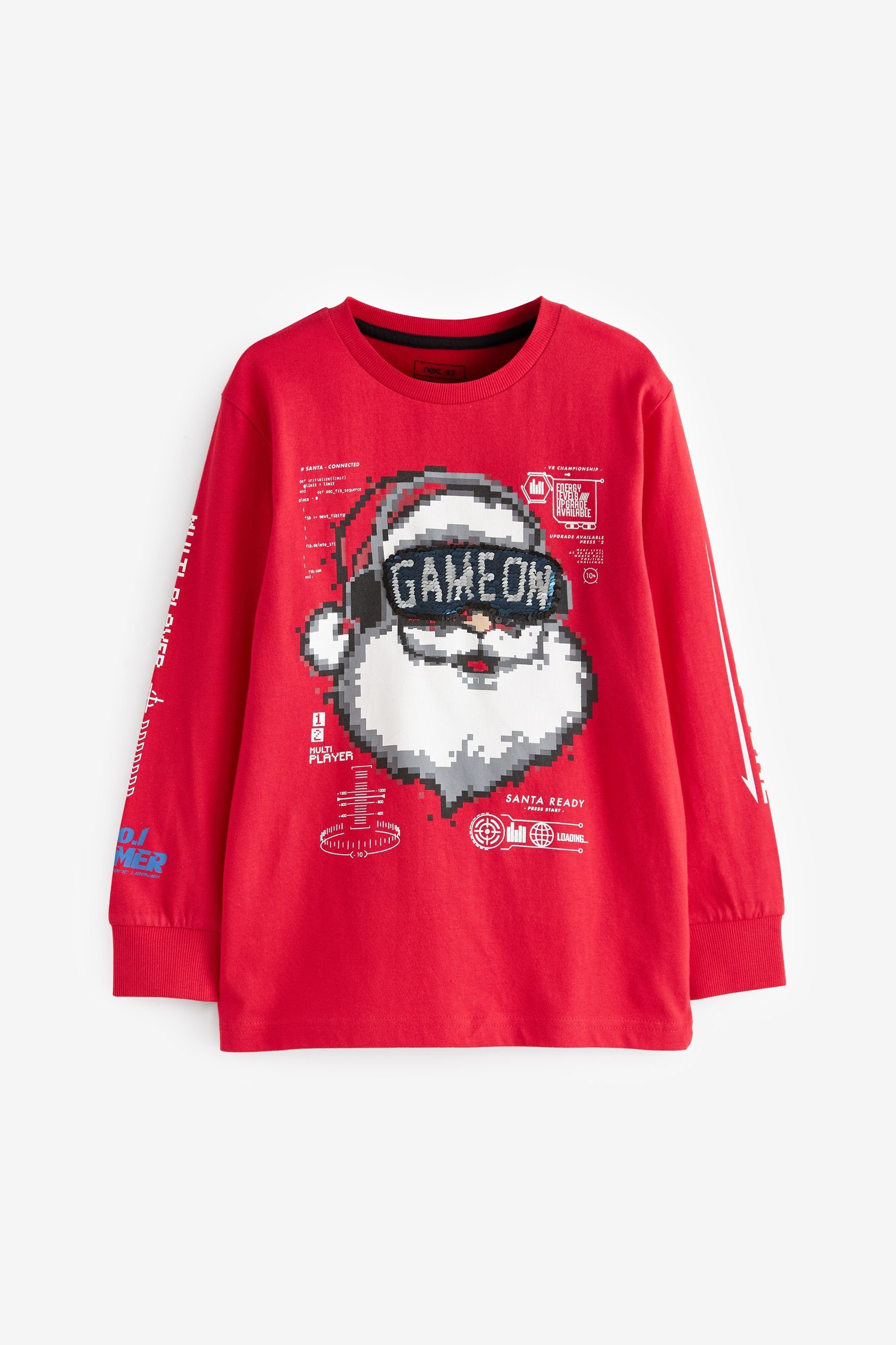 Next Kapuzenshirt Langarmshirt mit Pailletten (1-tlg) Red Santa Gamer