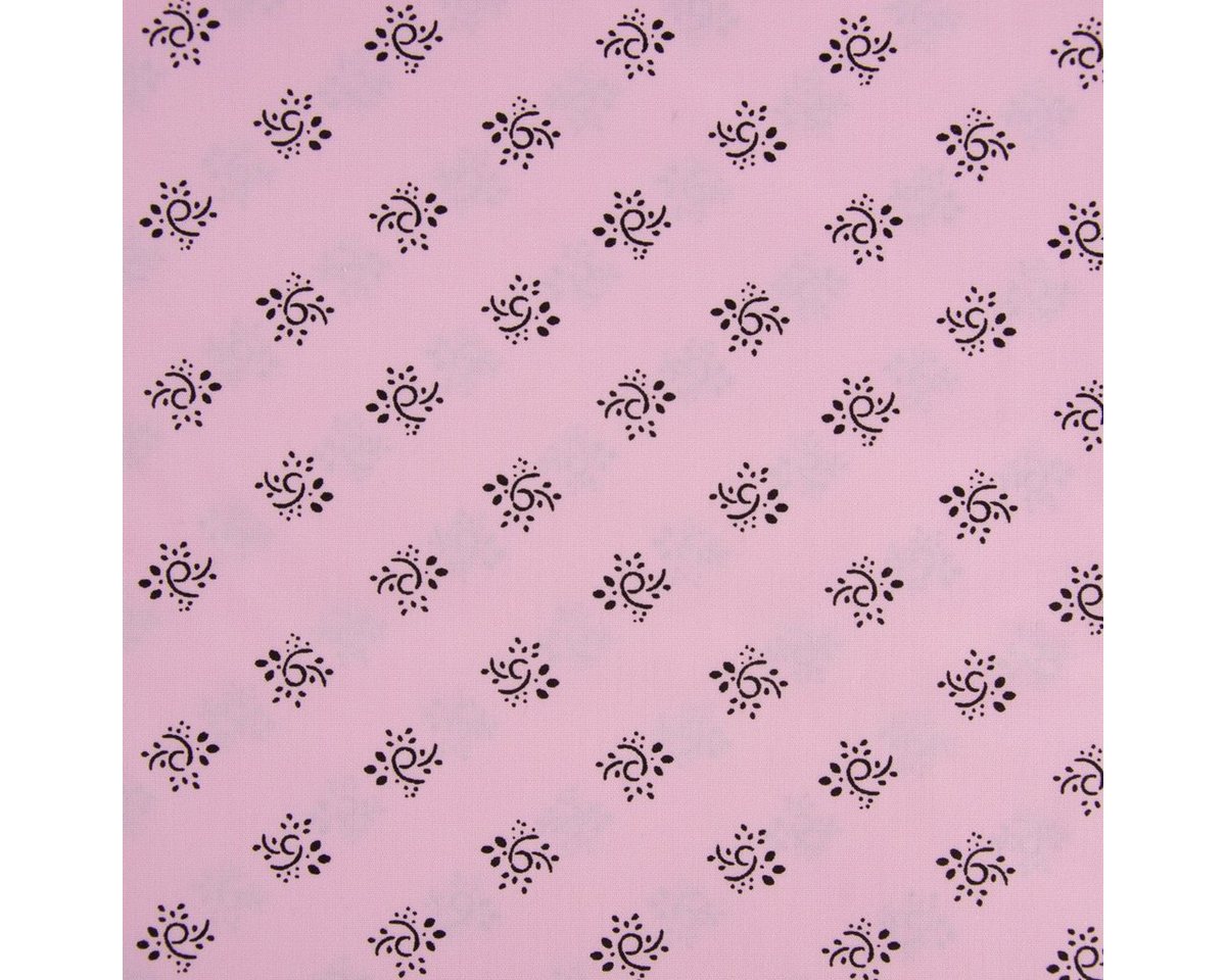 Thumbnail - SCHÖNER LEBEN. Stoff Baumwollstoff Trachten Blumen Ornament rosa schwarz 1,50m Breite