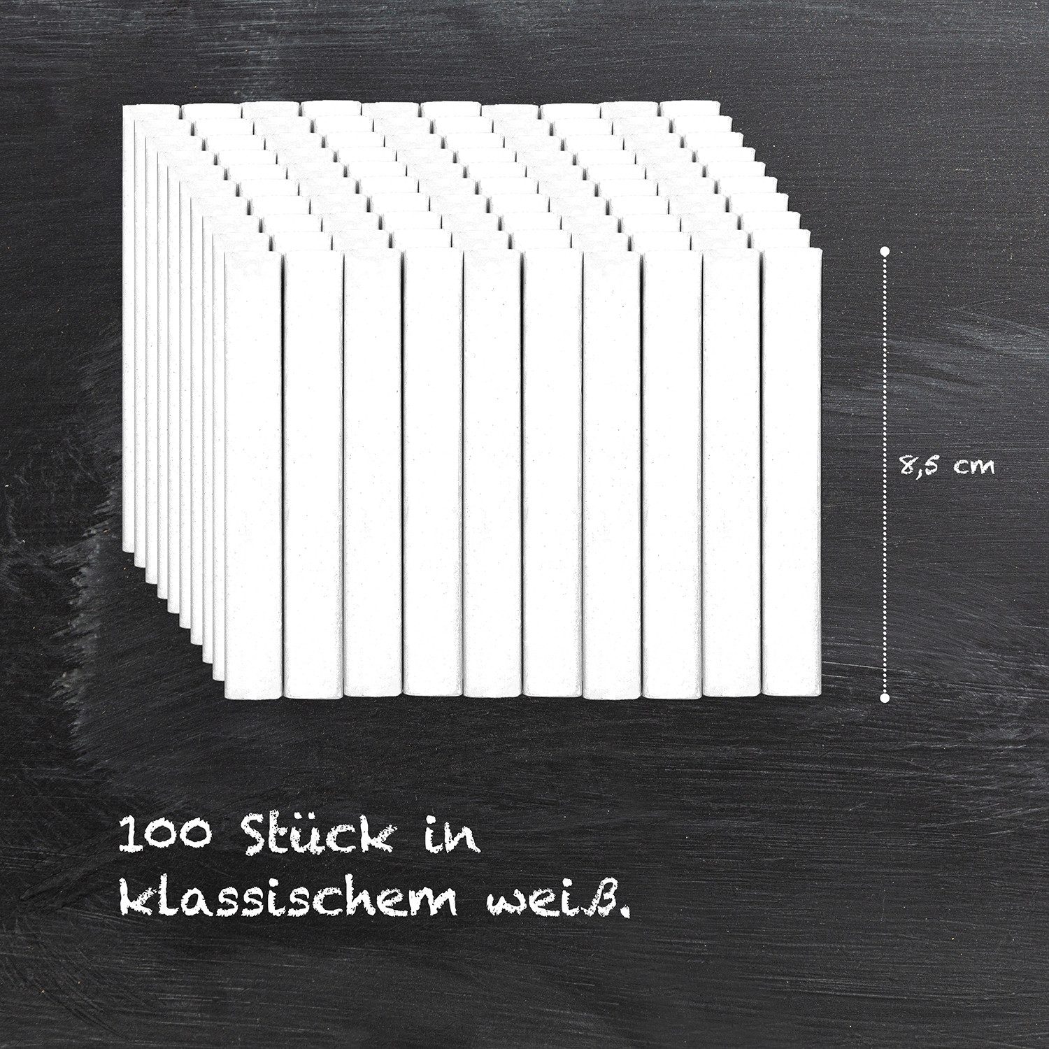 WESTCOTT Malkreide Kreide 100 Stück Weiss, Vorteilspack Tafelkreide 1,2cm ⌀, (Vorteilspack, 100-tlg), staubarm & leicht abwischbar – Bild 4 von 5