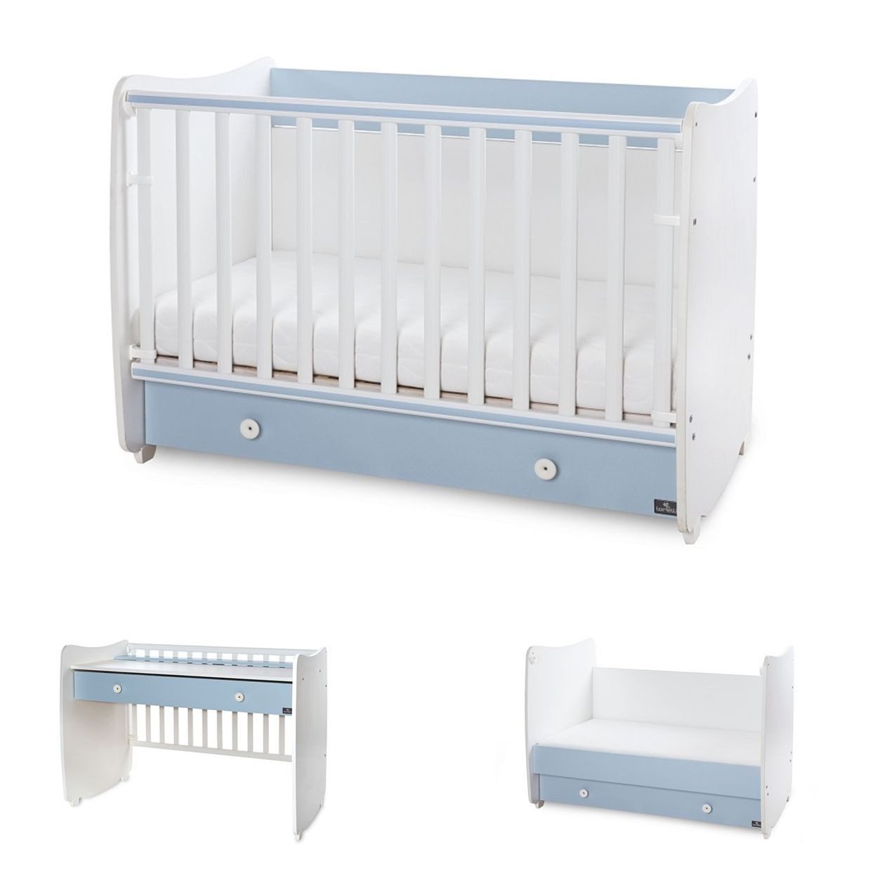 Lorelli Komplettbett Dream NEW 120, 120 x 60 cm, Schaukelbett, Schreibtisch, Hubgitter, 2 Höhenpositionen