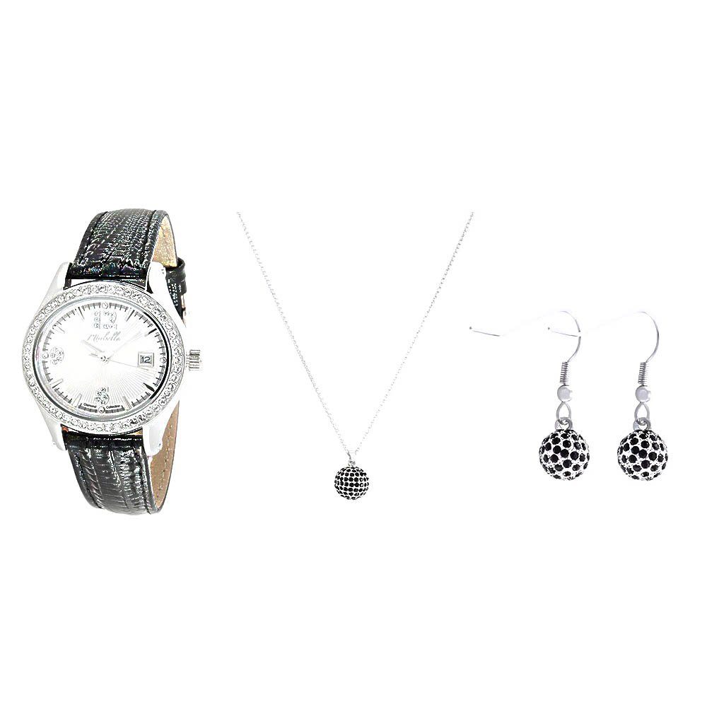 Miabelle Quarzuhr Sinniges Diamantschmuck-Set Uhr Halskette und Ohr