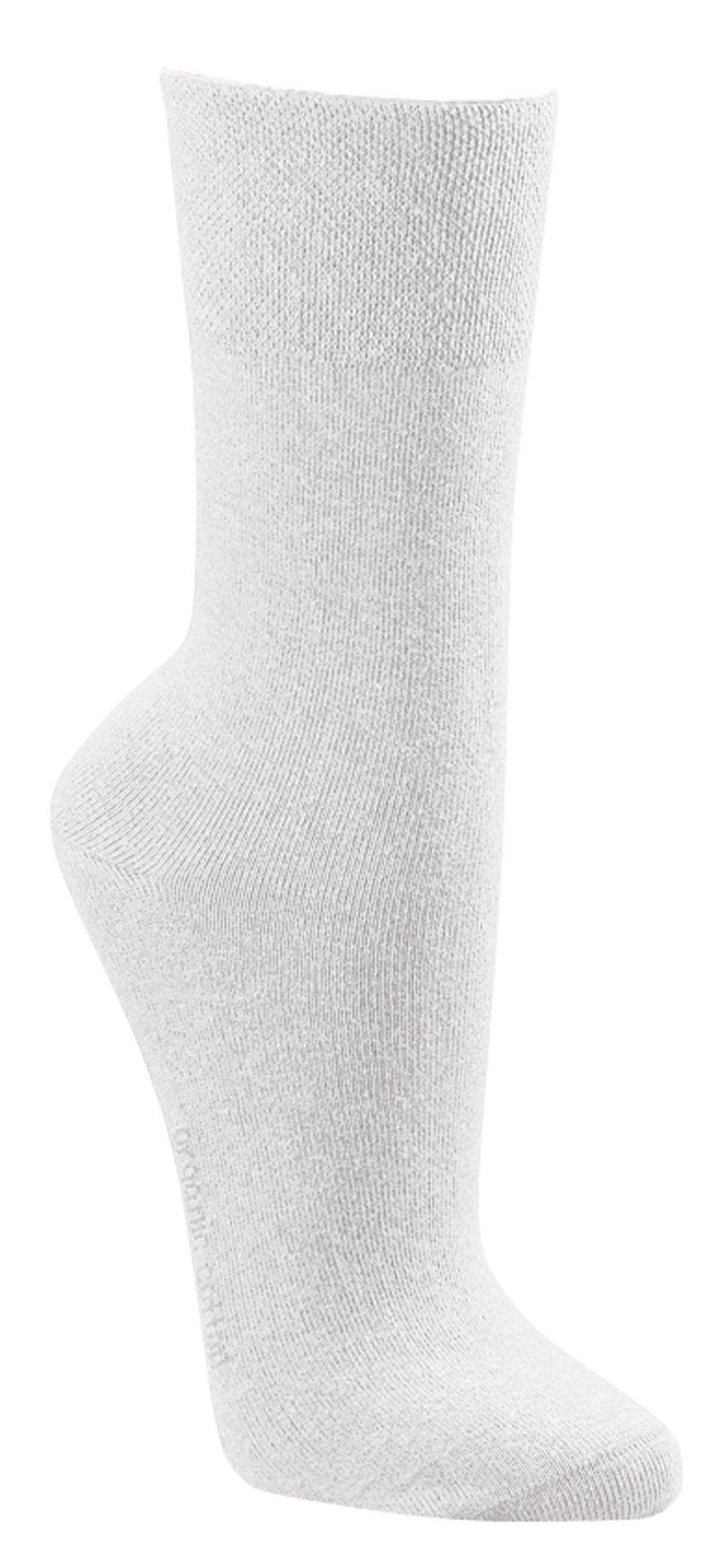 Baumwoll-Socken mit Weiß Basicsocken Komfort Piqué-Bund 6 FussFreunde breitem Paar