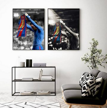 TPFLiving Kunstdruck (OHNE RAHMEN) Poster - Leinwand - Wandbild, Berühmte Fußballspieler - Lionel Messi (Leinwand Wohnzimmer, Leinwand Bilder, Kunstdruck), Leinwandbild bunt - Größe 13x18cm