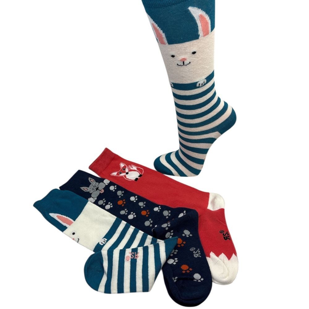 Riese Kniestrümpfe Kinder Kniestrümpfe mit Tiermotiv – 3 Paar handgekettelt (Packung, 3 Paar) mit Tiermotiven