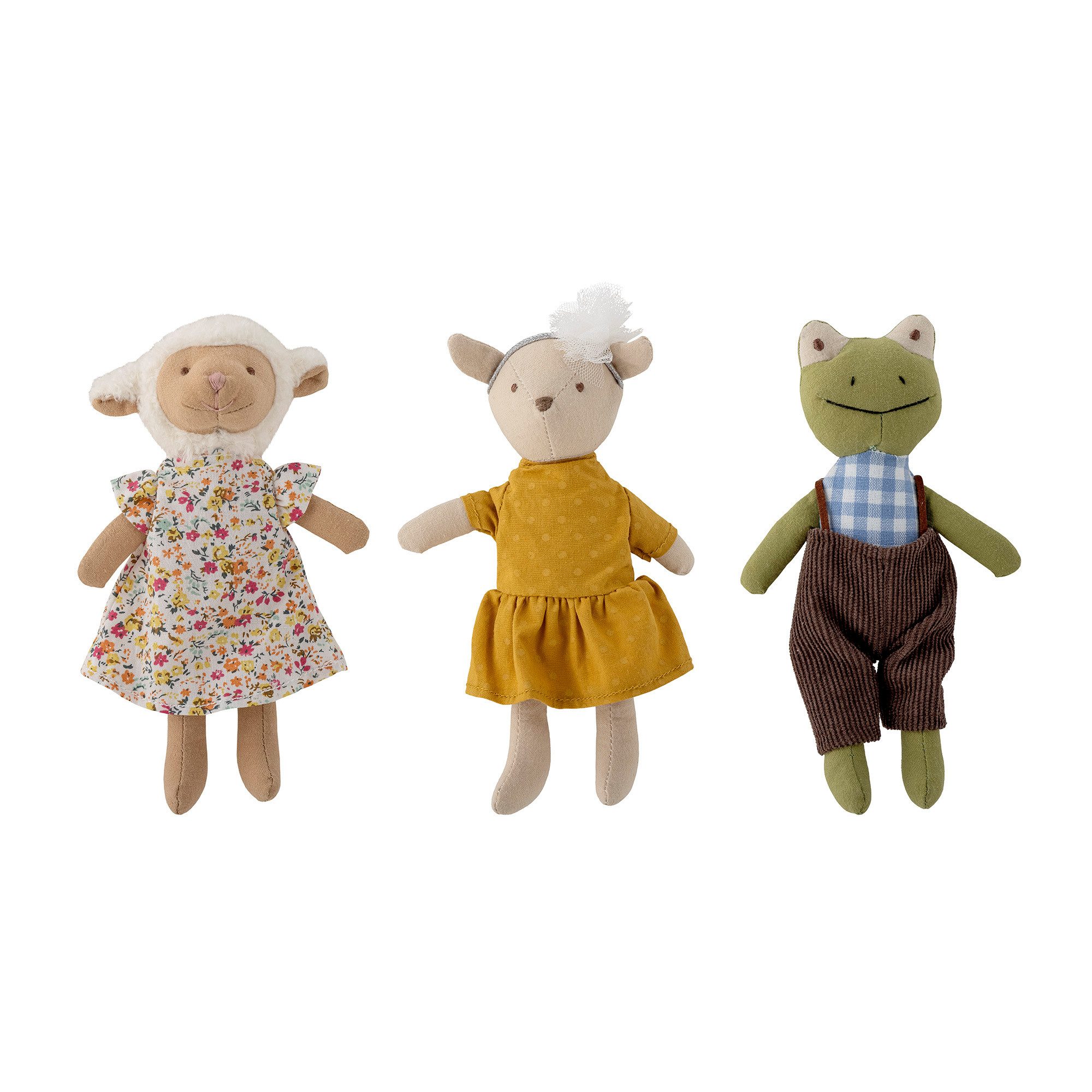 Bloomingville Kuscheltier Bloomingville Animal friends Puppe, Gelb, 3er Set