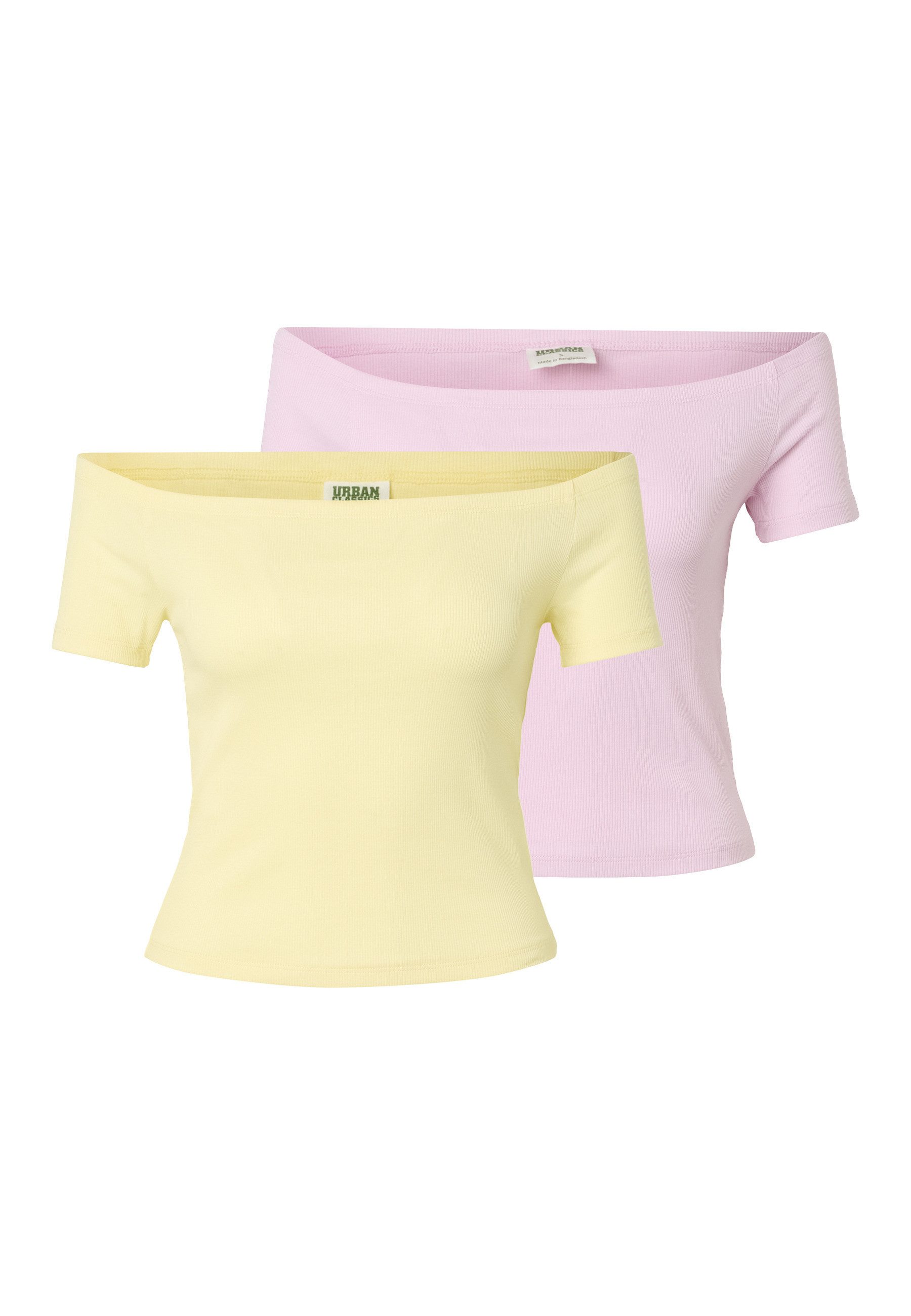 URBAN CLASSICS T-Shirt Urban Classics Ladies Organic Off Shoulder Rib Tee 2-Pack (1-tlg)