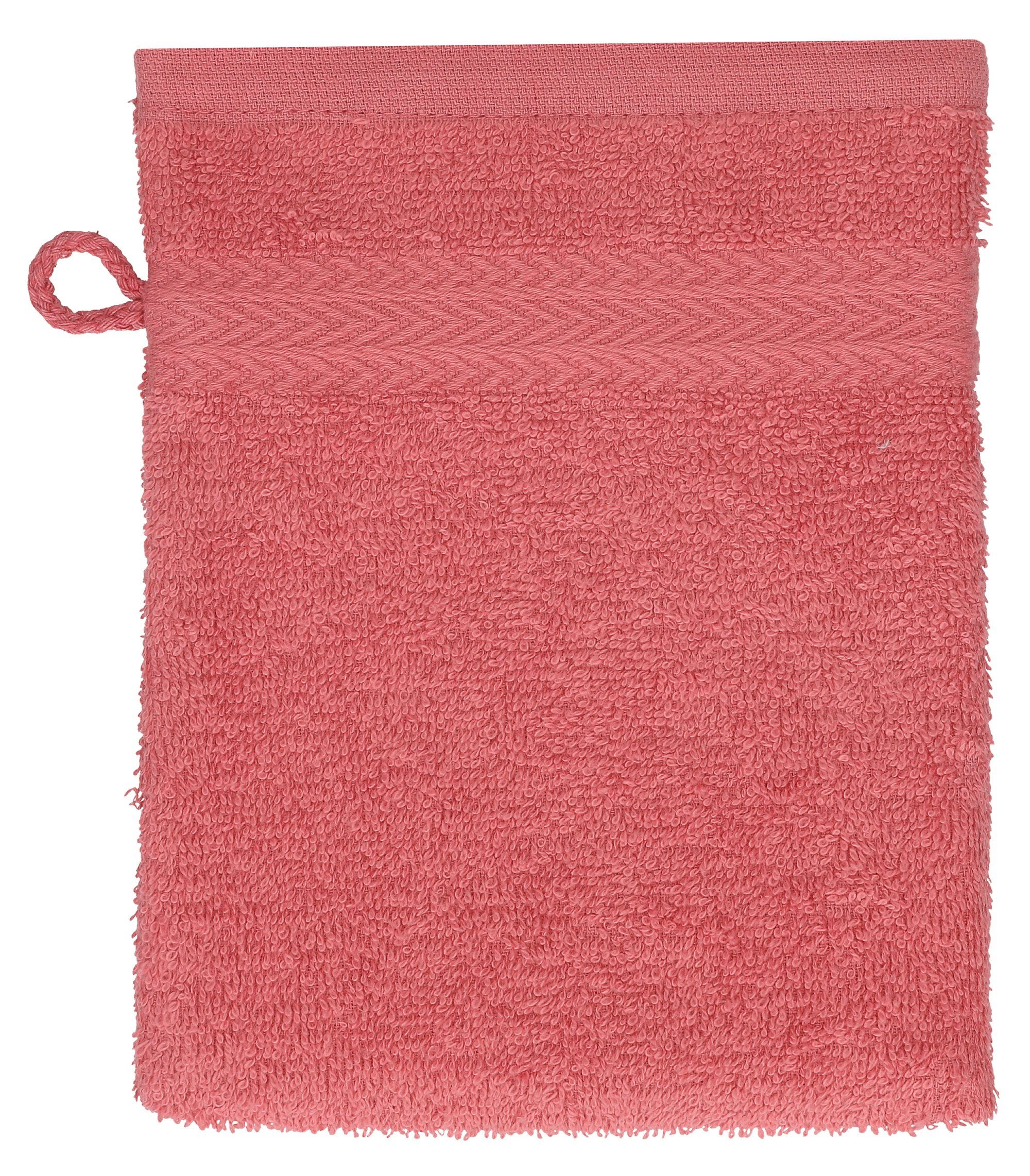 Set Betz Stück - Farbe Premium Waschhandschuh 16x21 Waschhandschuhe 100% cm 10 Sand Baumwolle Waschlappen Himbeere