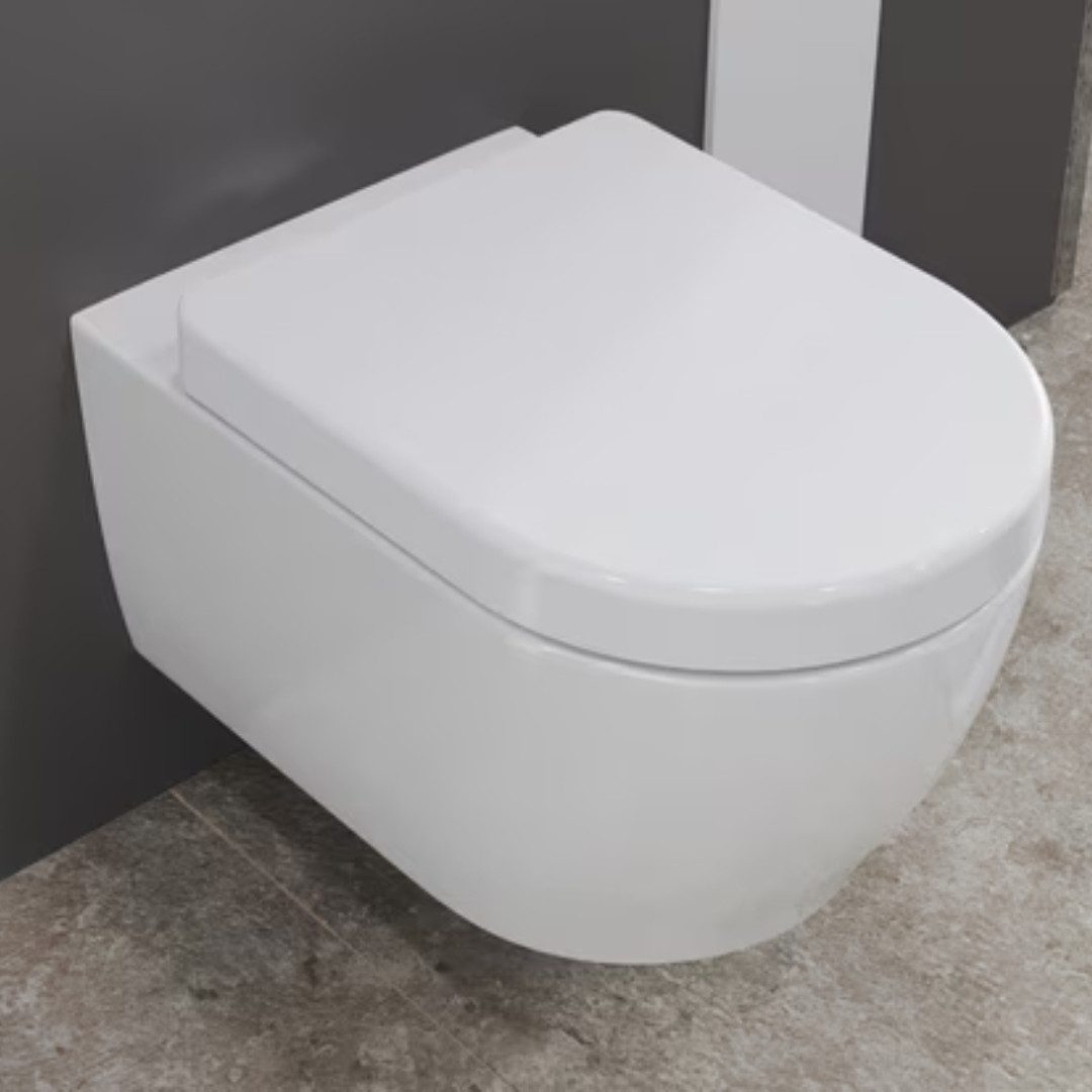 Aqua Bagno Tiefspül-WC Spülrandlose Toilette Wand-WC abnehmbarer Sitz mit Softclose, Wandmontage, Abgang waagerecht, WC-Set, Toilette ohne Rand inkl. Nanoversiegelung