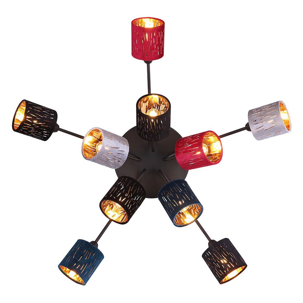etc-shop LED Deckenleuchte Samt Leuchtmittel 10 Deckenlampe bunten flammig inklusive, mehrfarbig Deckenleuchte, mit LED