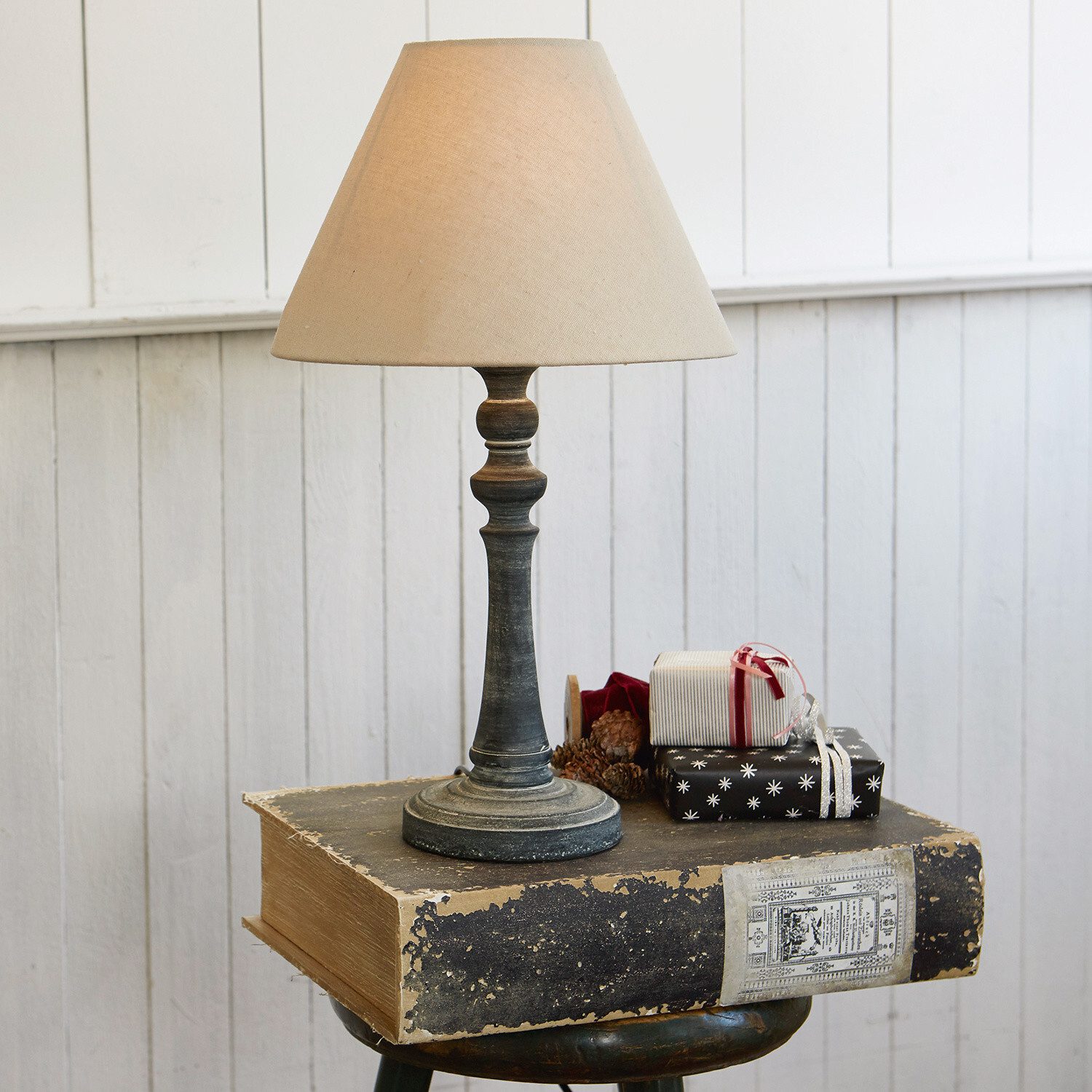 Mirabeau Tischleuchte Tischlampe Withby beige/antikgrau günstig online kaufen