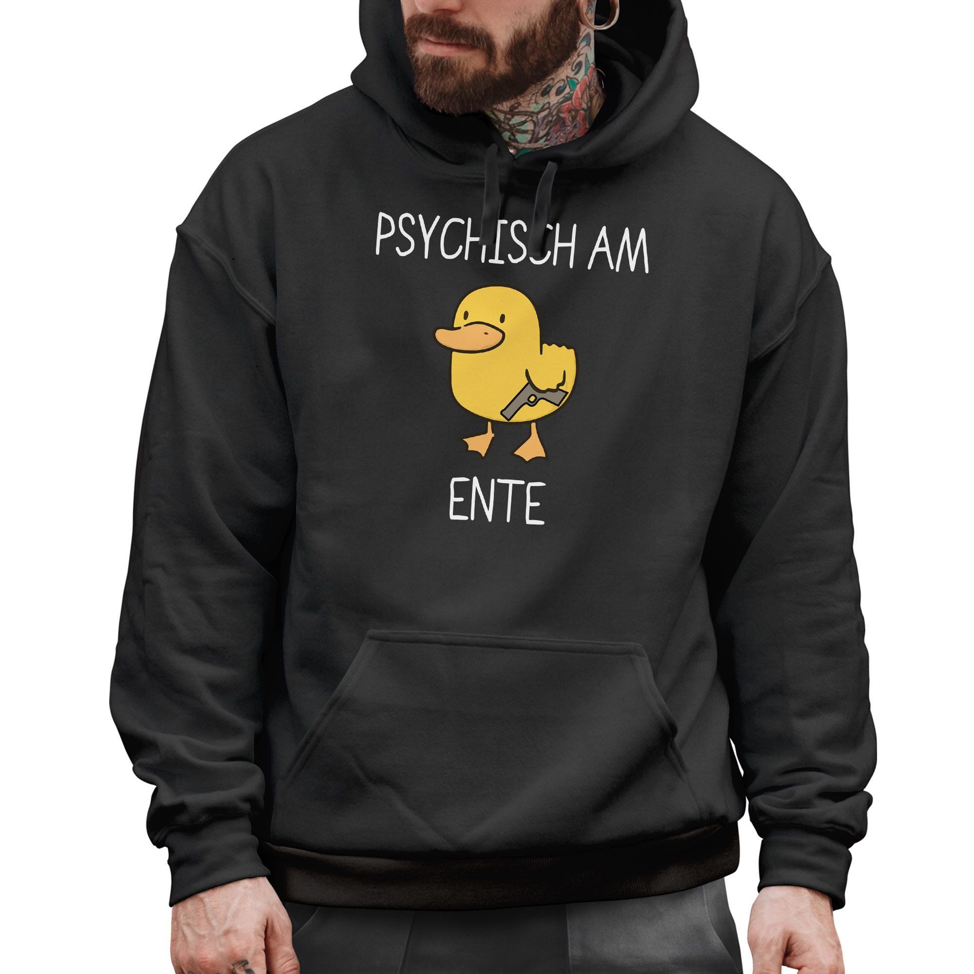 MoonWorks Hoodie Hoodie Herren Spruch Psychisch am Ente Messer Witz Wortspi günstig online kaufen