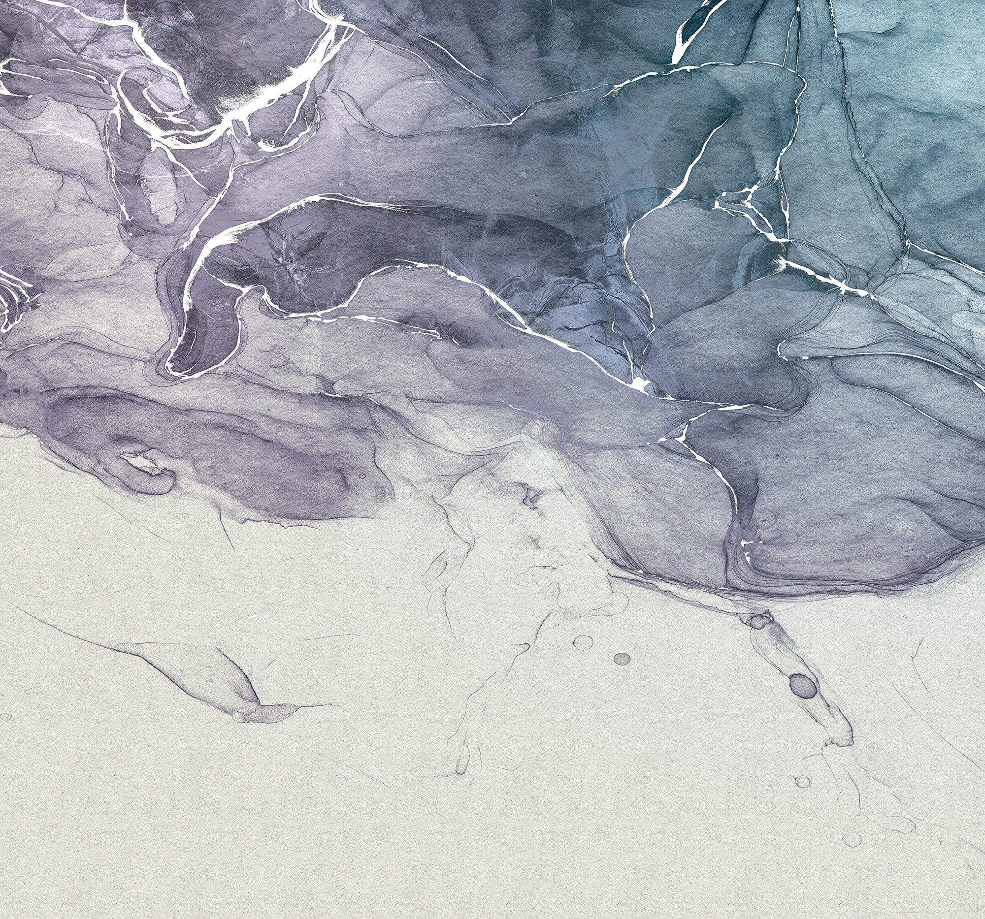 Komar Vliestapete Digitaldruck Vlies - Ink Blue Fluid - Größe 300 x 280 cm, glatt, bedruckt, (1 St), Wohnzimmer, Schlafzimmer
