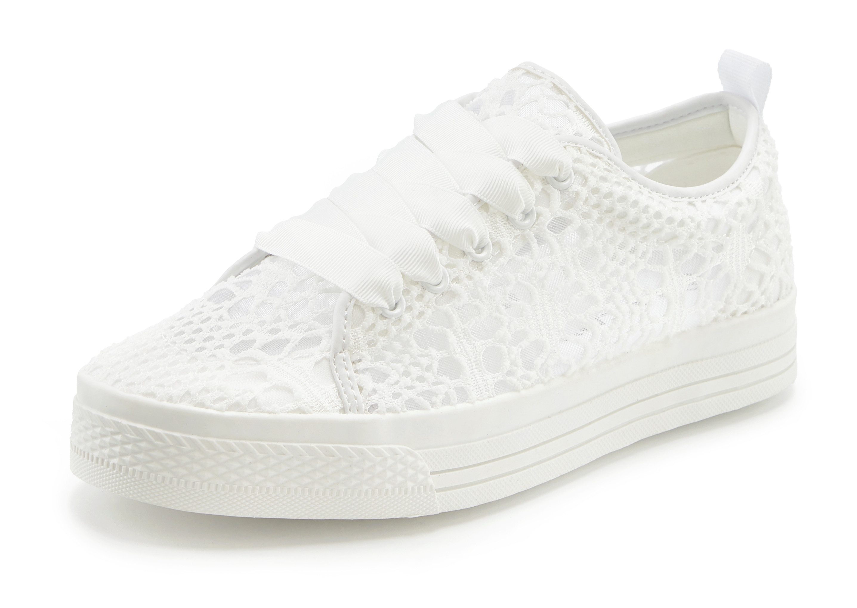 LASCANA Schnürhalbschuhe, Freizeitschuhe, Sneaker mit leichter Plateausohle und Spitze VEGAN