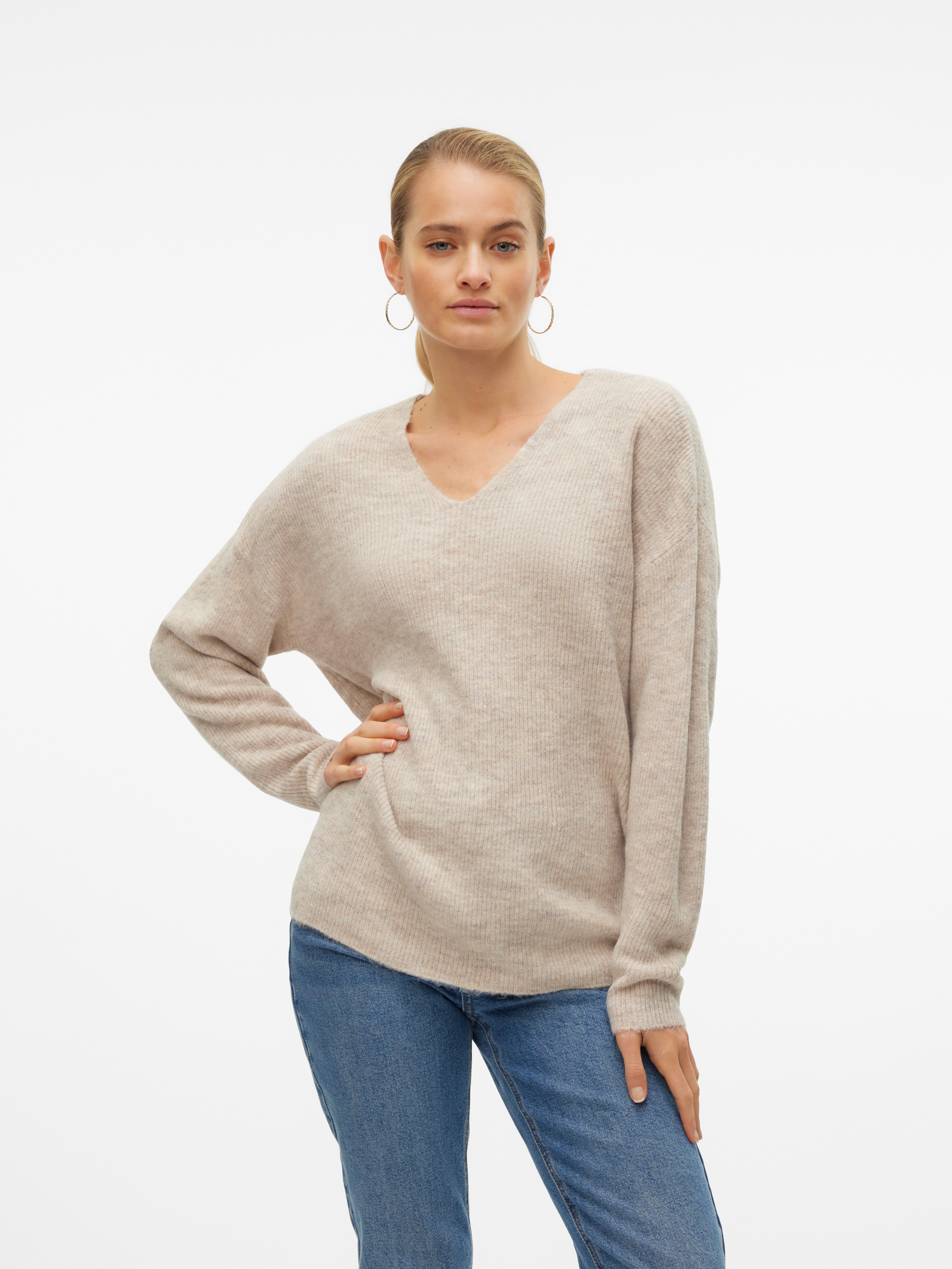 Vero Moda V-Ausschnitt-Pullover VMCREWLEFILE LS V-NECK BLOUSE NOOS