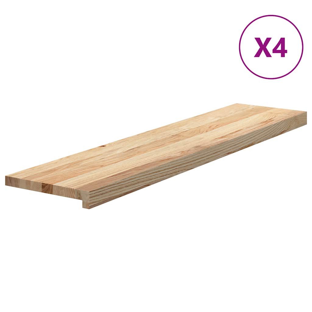 vidaXL Stufenmatte Treppenstufen 4 Stk. Unbehandelt 110x25x2 cm Massivholz Eiche, Hütte, Höhe: 2 mm, Treppenstufen 4 Stk. Unbehandelt 110x25x2 cm Massivholz Eiche