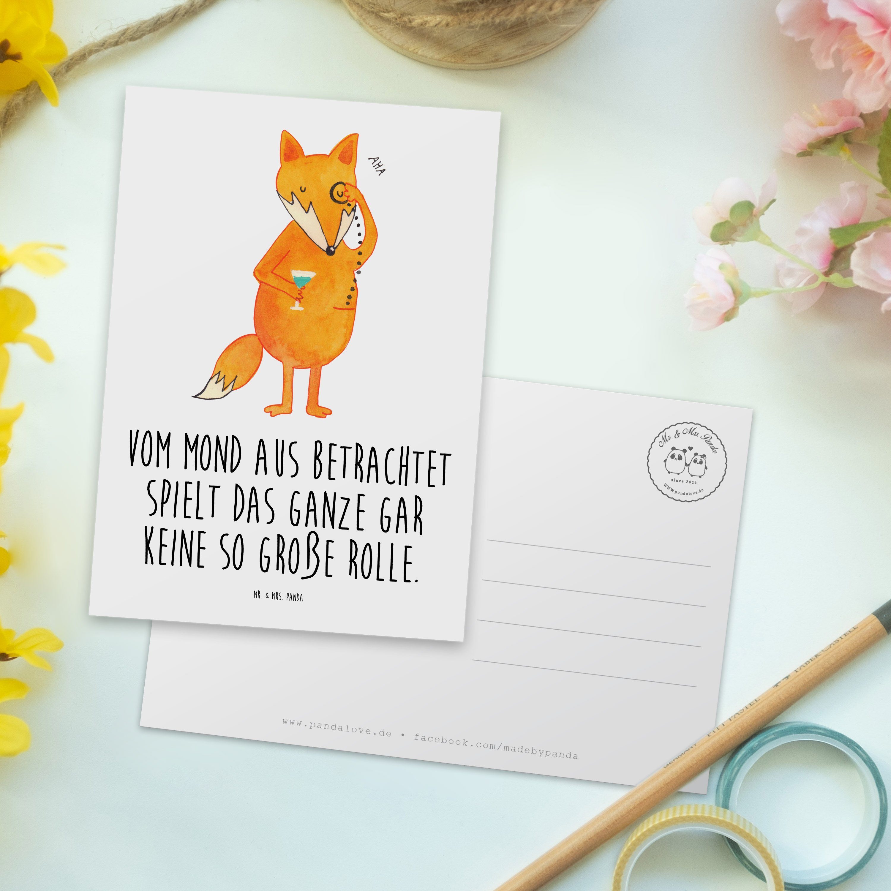 Mrs. - Weiß Panda Mr. Liebeskummer Geschenk, Fuchs & Füchse, - Geschen Postkarte Lord Einladung,