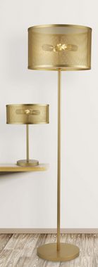 Licht-Erlebnisse Stehlampe JUSTIN, ohne Leuchtmittel, in Gold Metall 145 cm 2-flammig E27 Wohnzimmer Retro Design JUSTIN