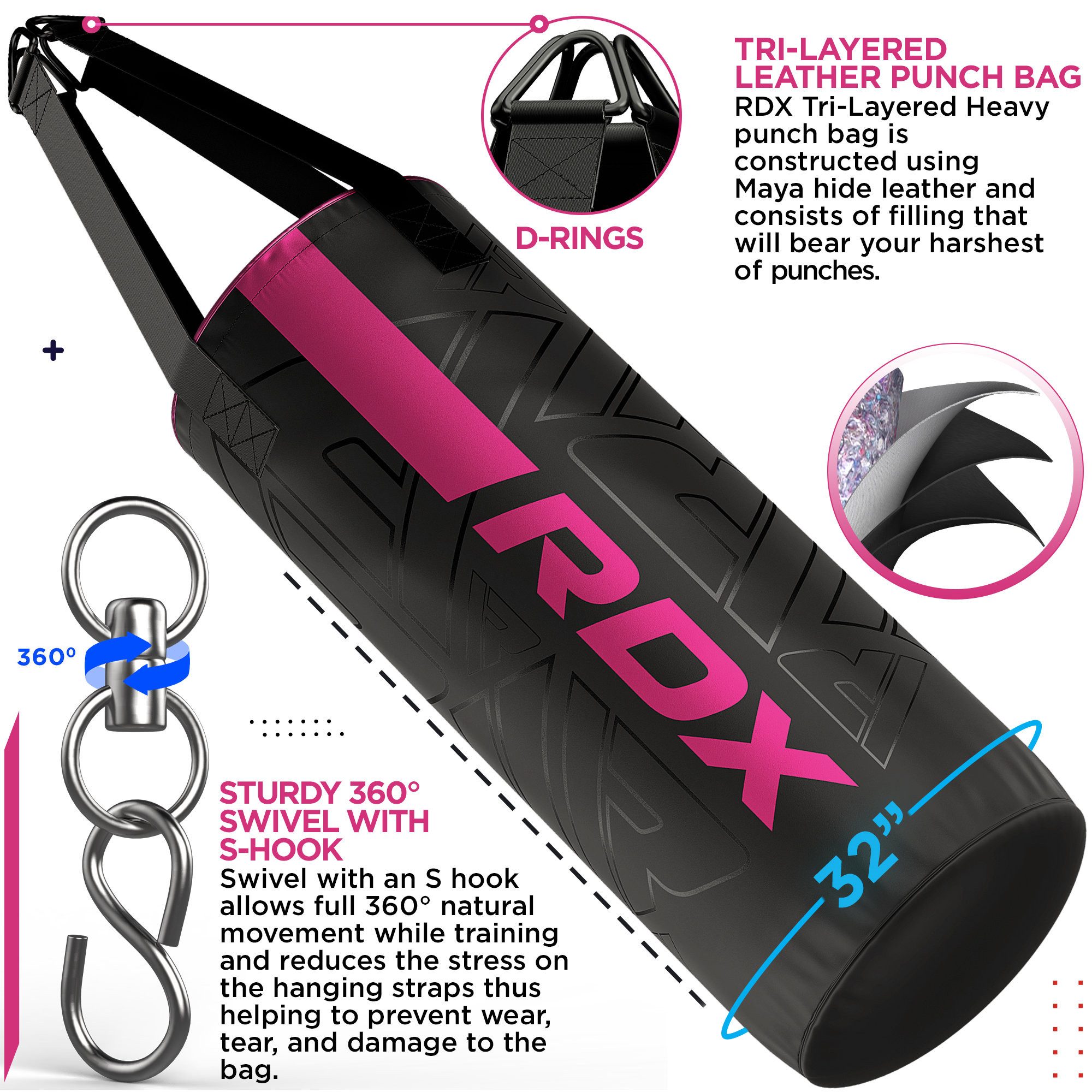 RDX Sports Boxsack RDX Kinder Boxsack 2 Fuß (60,96 cm) und Boxhandschuhe Set – Bild 2 von 5