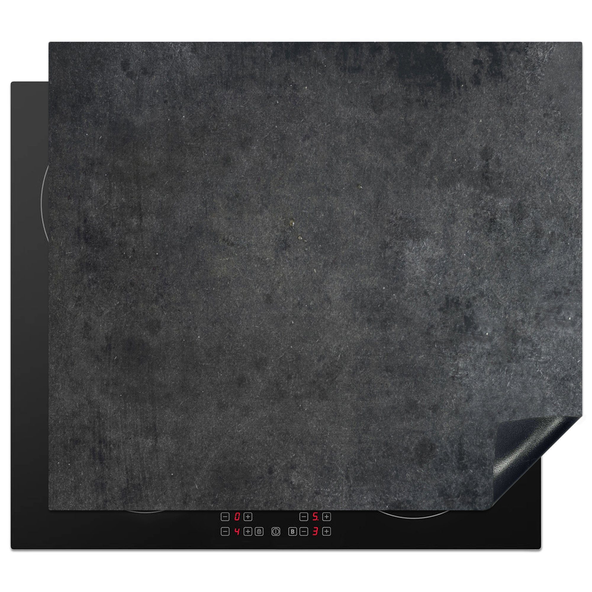 MuchoWow Herdblende-/Abdeckplatte Industriell - Schiefer - Grau - Strukturiert - Beton, Vinyl, (1 tlg), 57x51 cm, Induktionsschutz, Induktionskochfeld, Ceranfeldabdeckung