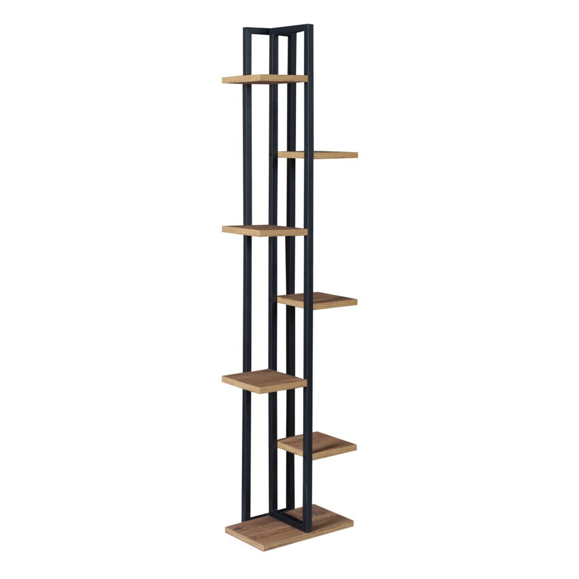 en.casa Blumenständer, Somero Pflanzenregal 150x34x21cm, Schwarz/Walnuss-Op günstig online kaufen