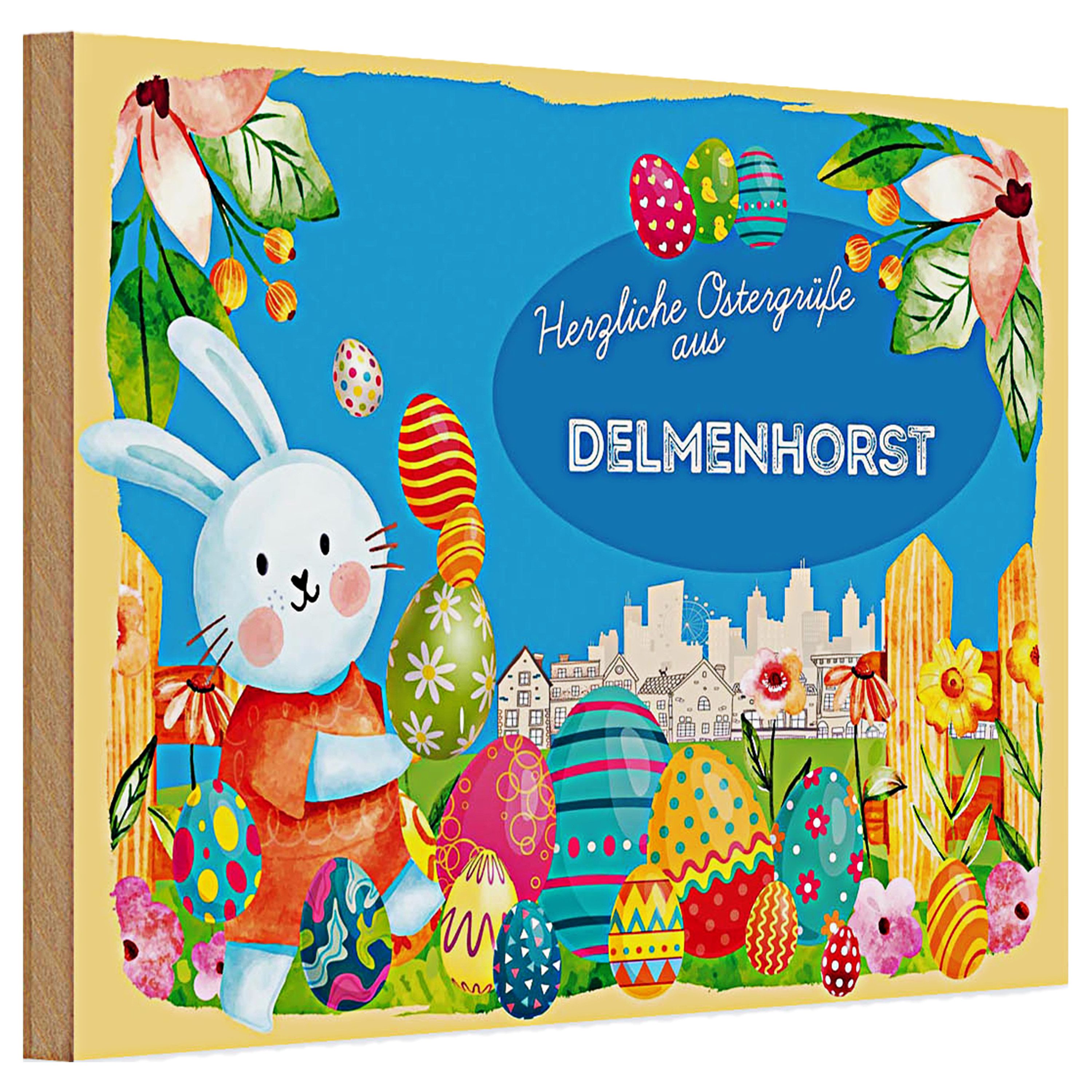 Roomando Holzbild Holzschild Ostern Ostergrüße 30x20cm DELMENHORST
