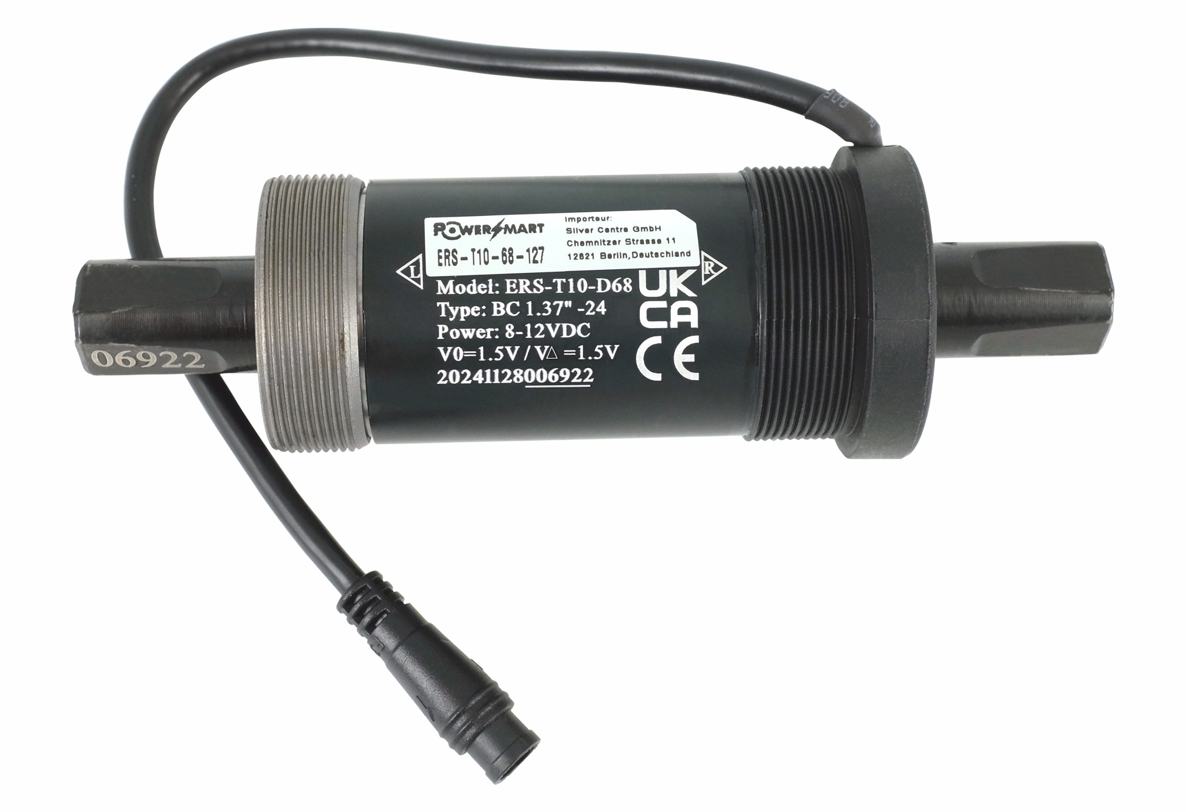PowerSmart ERS-T10-68-127 E-Bike Akku T10 Tretlager Drehmomentsensor von eRider für E-Bike Pedelec Elektrofahrrad in mehrere Größen (68 x 127,5 mm)
