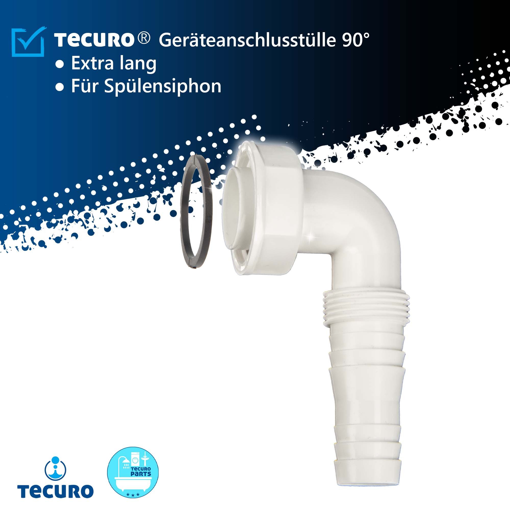tecuro Siphon Keildichtung - Klemmdichtung NW 34 mm, mit Haltering für Siphon – Bild 3 von 5