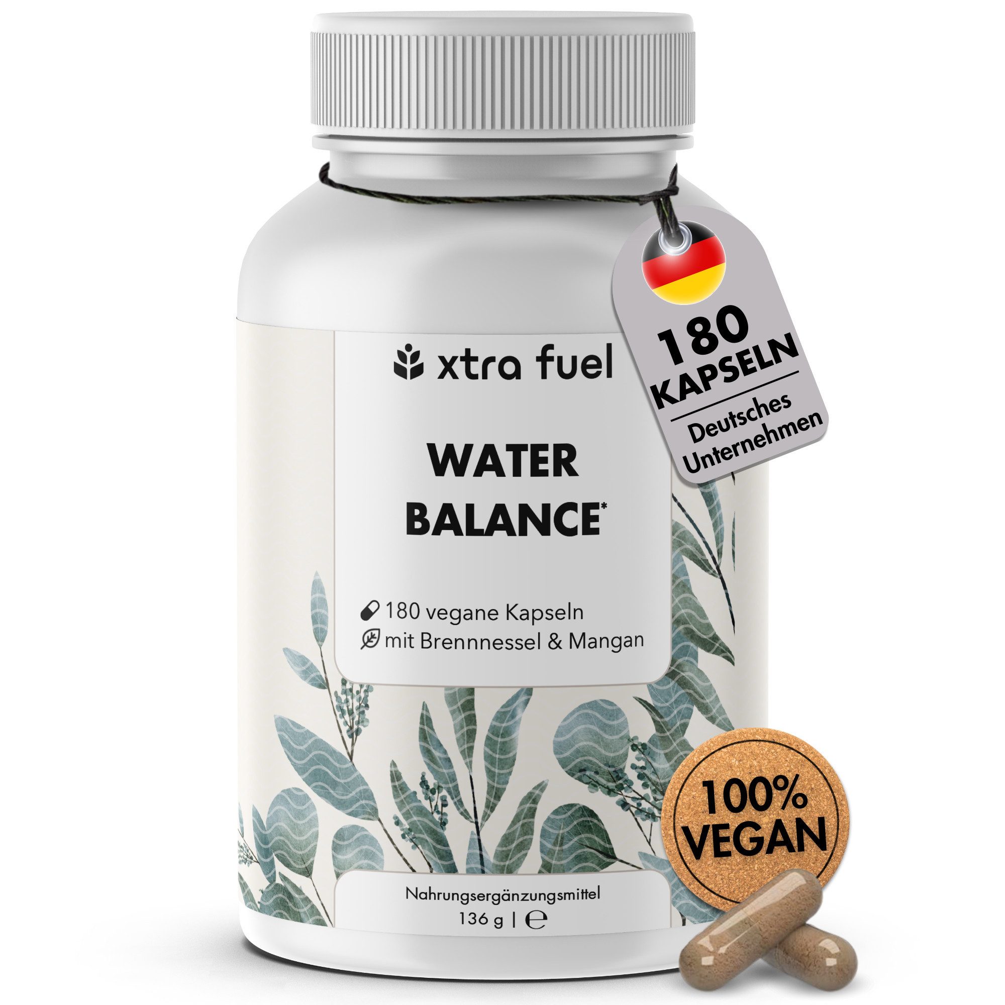XTRA FUEL Water Balance - 5-in-1 Komplex für Elektrolytgleichgewicht & Beine* Kapsel, 136 g