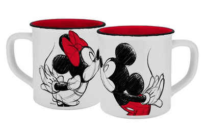 Disney Tasse Disney Mickey & Minnie Tasse Kiss Sketch Emaille-Optik