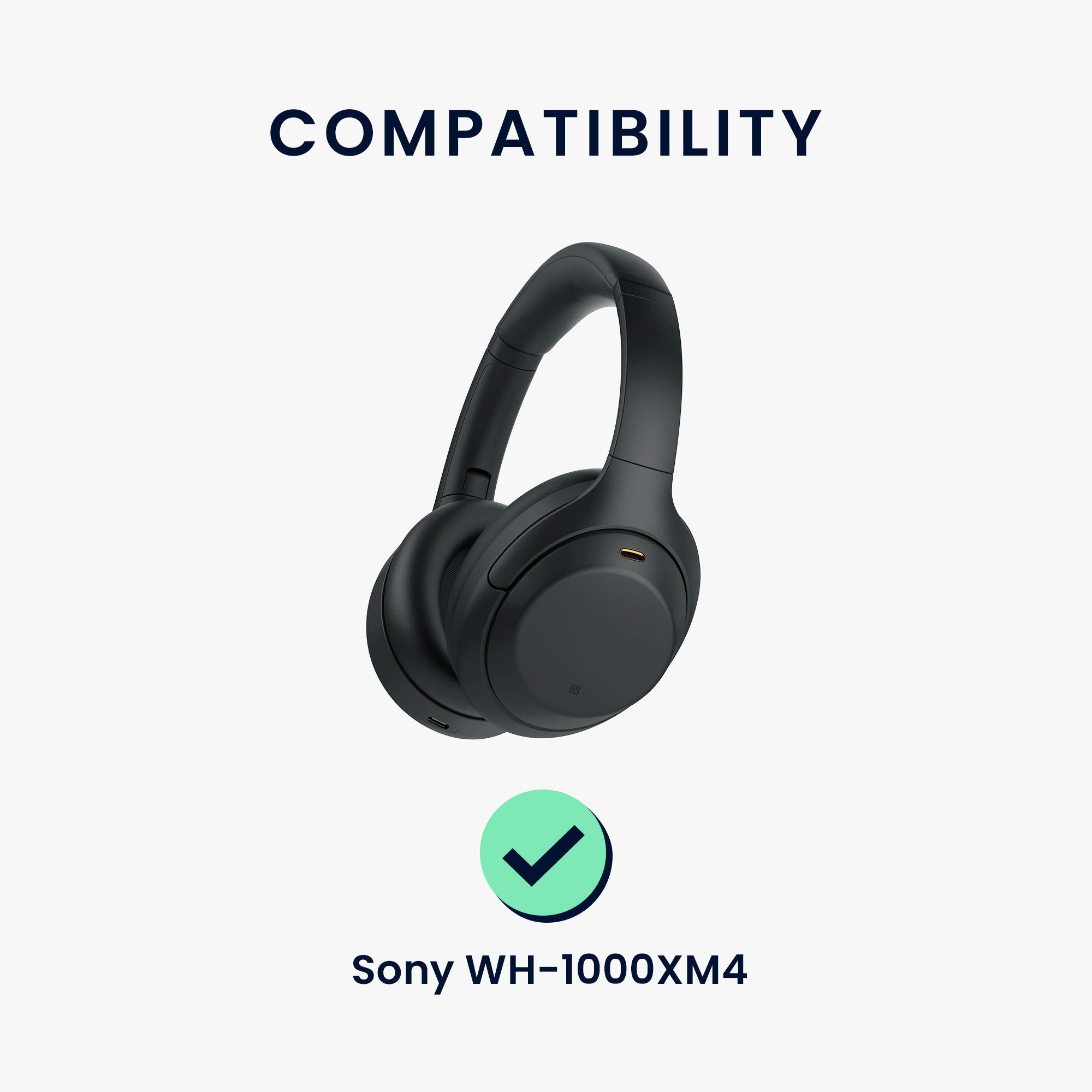 (Ohrpolster WH-1000XM4 2x Sony Polster Polster Headphones) Over Ohr - für Kopfhörer Kunstleder Ear kwmobile für Ohrpolster