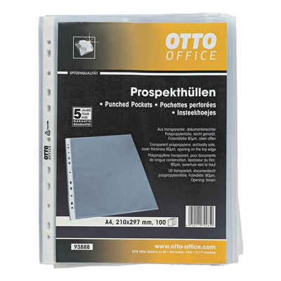 Otto Office Premium Prospekthülle Premium, 100 Stück, genarbt, Format A4 mit Multilochung, oben offen