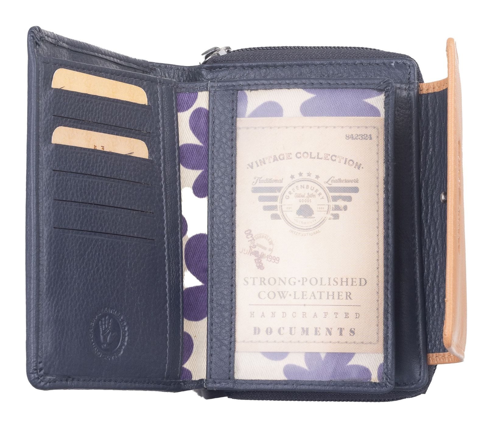 Greenburry Geldbörse RV-Wallet RFID, aus echtem Rindsleder mit RFID-Blocker Schutz
