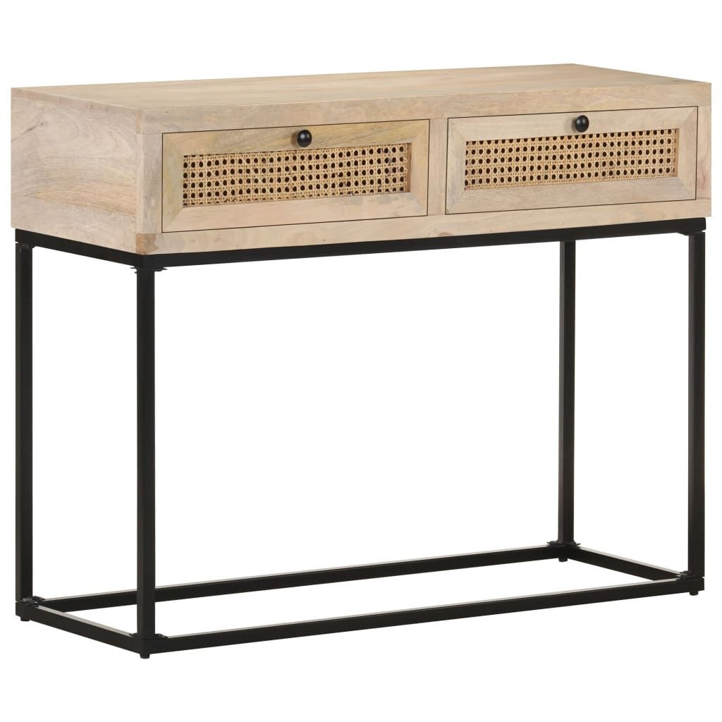 vidaXL Beistelltisch Konsolentisch 100x35x76 cm Massivholz und Rohrgeflecht