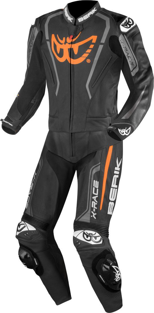 Lederkom Motorradkombi Zakura 2-Teiler Black/Gray/Orange Berik Motorrad Evo perforierte