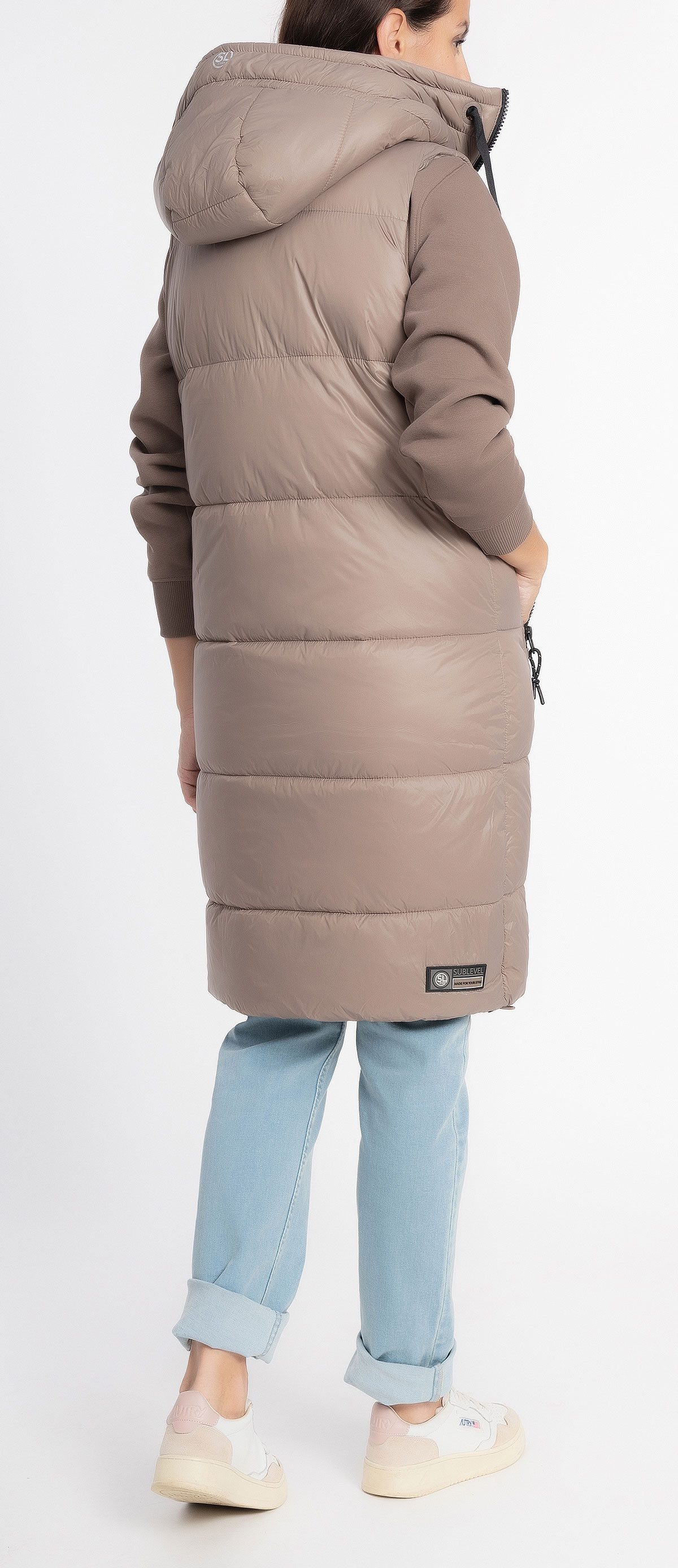 SUBLEVEL Steppweste Damen mit Kapuze Waistcoat lange Winter Weste Bodywarmer Waistcoat