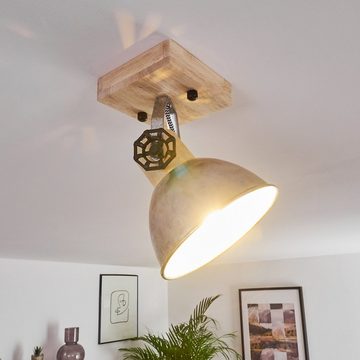 hofstein Deckenleuchte »Cotes« verstellbare Wandlampe aus Metall/Holz in Zink/Braun, ohne Leuchtmittel, 1xE27 Fassung, Wandspot im Retro/Vintage Design