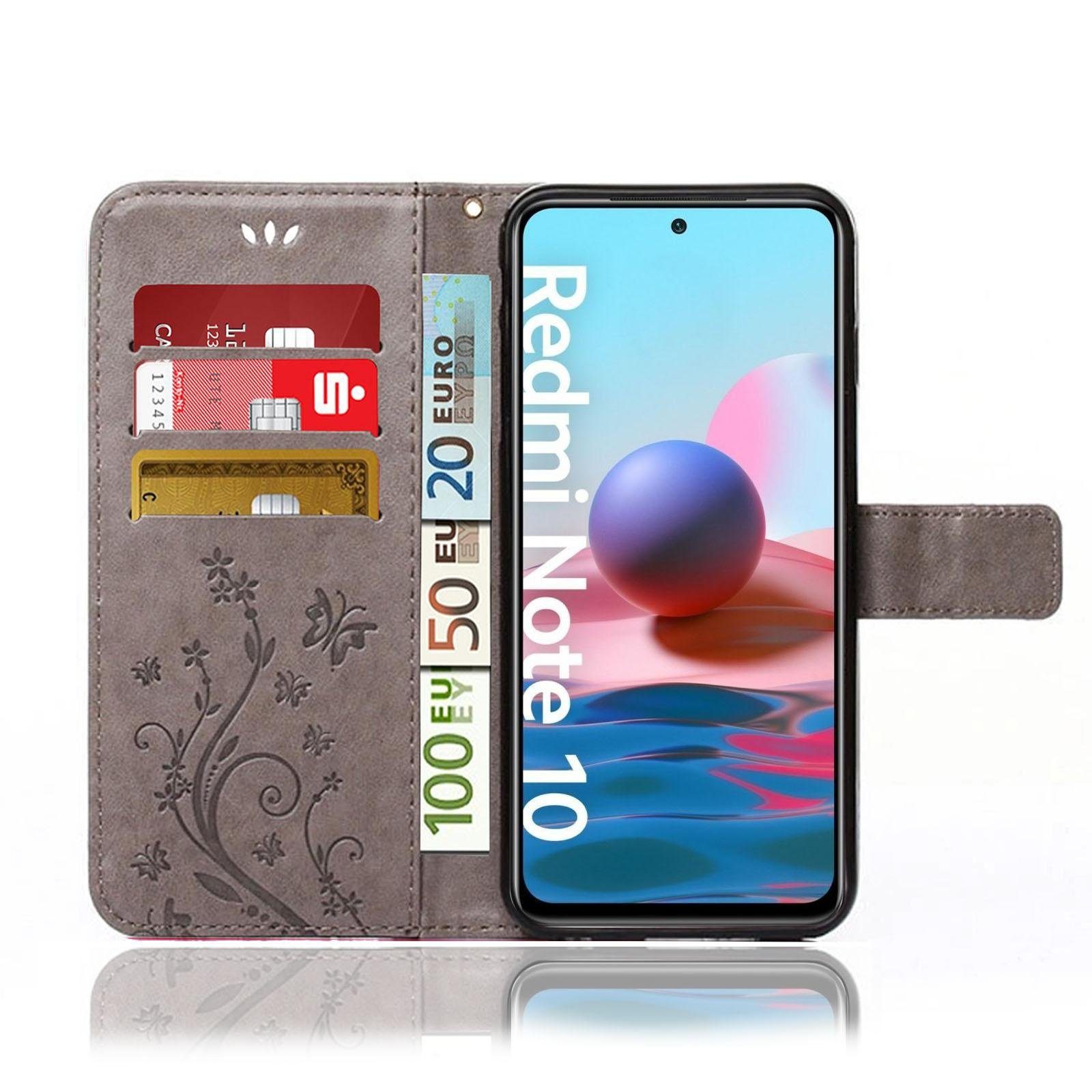 Numerva Handyhülle Bookstyle Flower für Xiaomi Redmi Note 10 / 10s, Handy Tasche Schutzhülle Klapphülle Flip Cover mit Blumenmuster