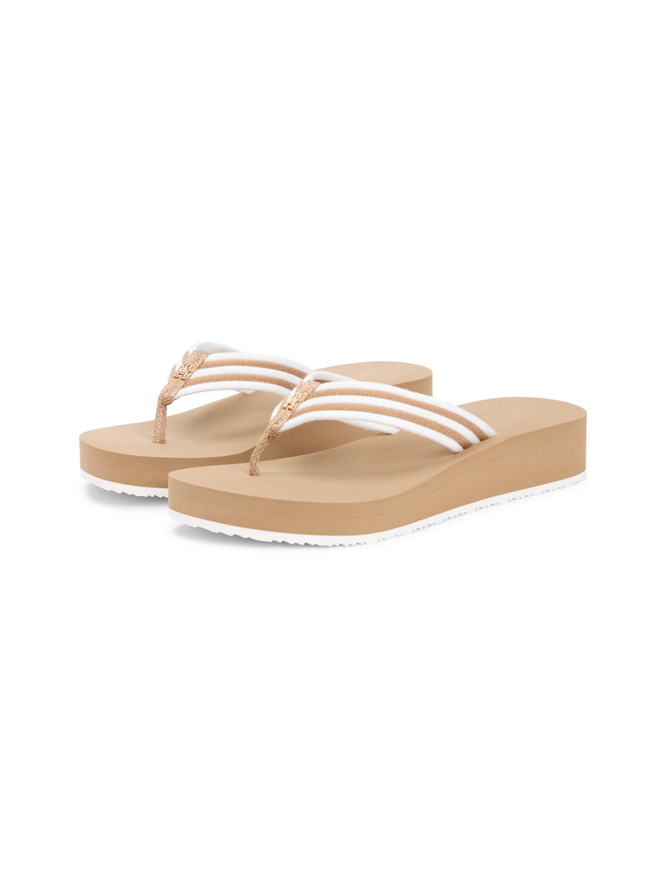 Tommy Hilfiger TH STRIPE SUMMER SANDAL Zehentrenner Sommerschuh, Dianette, Plateauschuh mit gestreifter Bandage