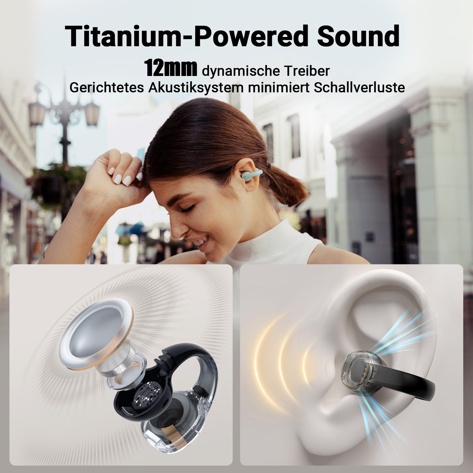 Edifier® Comfo C Open-Ear-Kopfhörer (Sprachassistent, Bluetooth, links/rechts austauschbar, Multipoint-Verbindung)