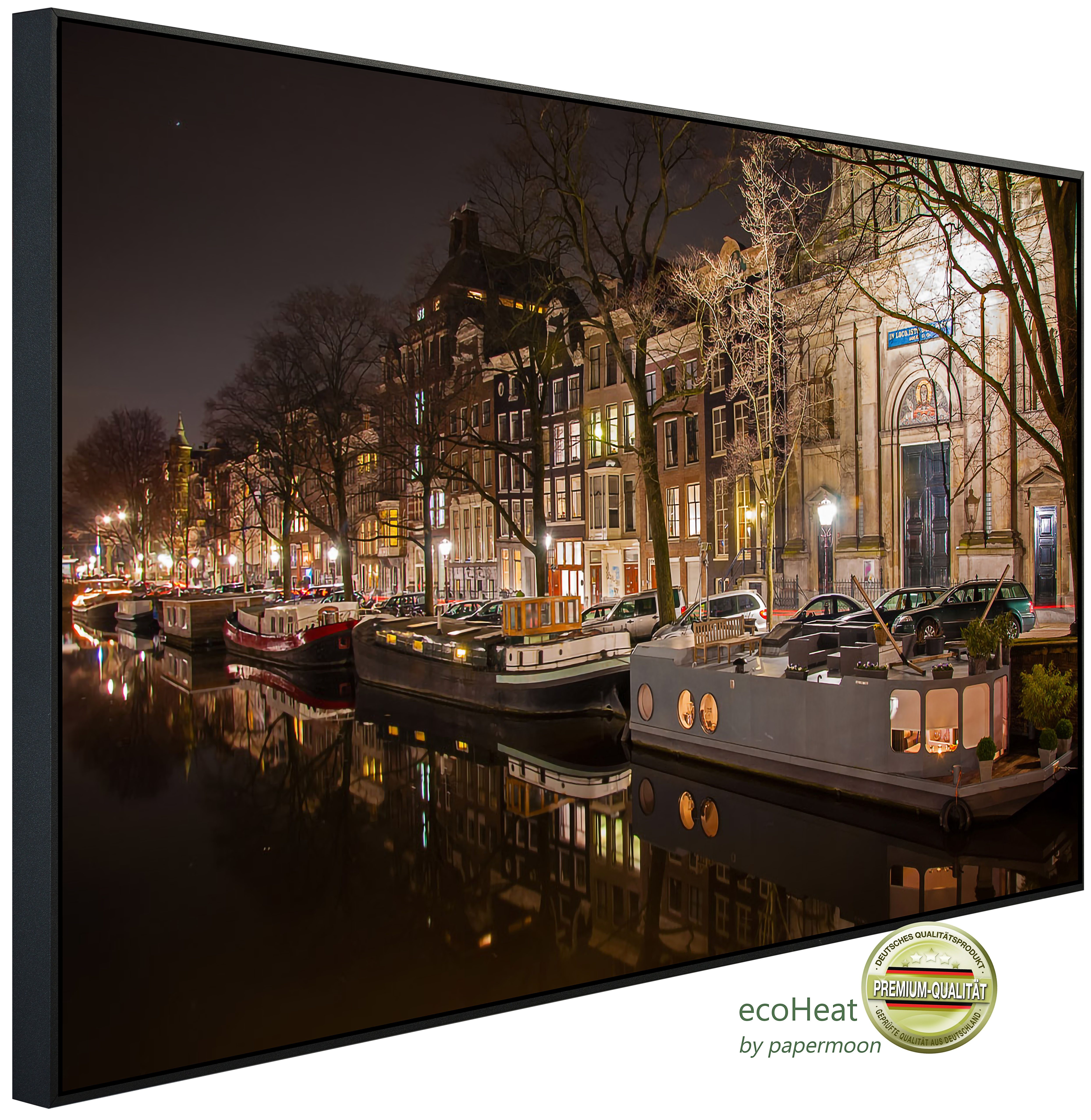 Papermoon Infrarotheizung INFRAROT-BILD-HEIZUNG, Nacht in Amsterdam, TÜV-Rheinland/GS zertifiziert, angenehme Strahlungswärme