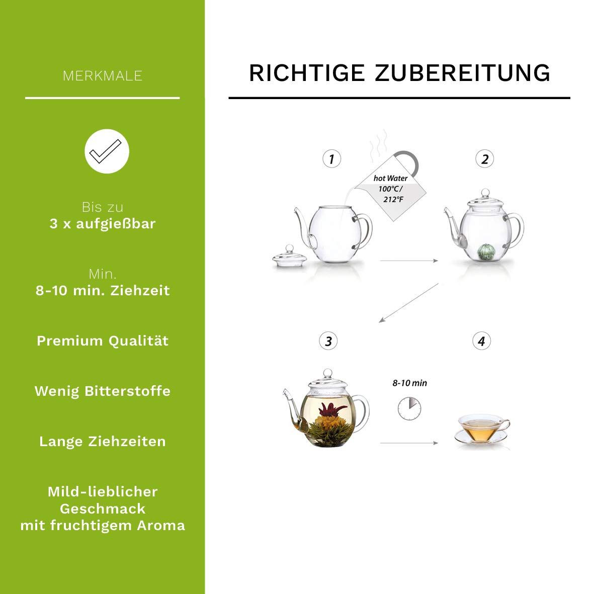 Creano Teebox Creano 18er Teeblumen Geschenkset ErblühTee hochwertig silber Prägung