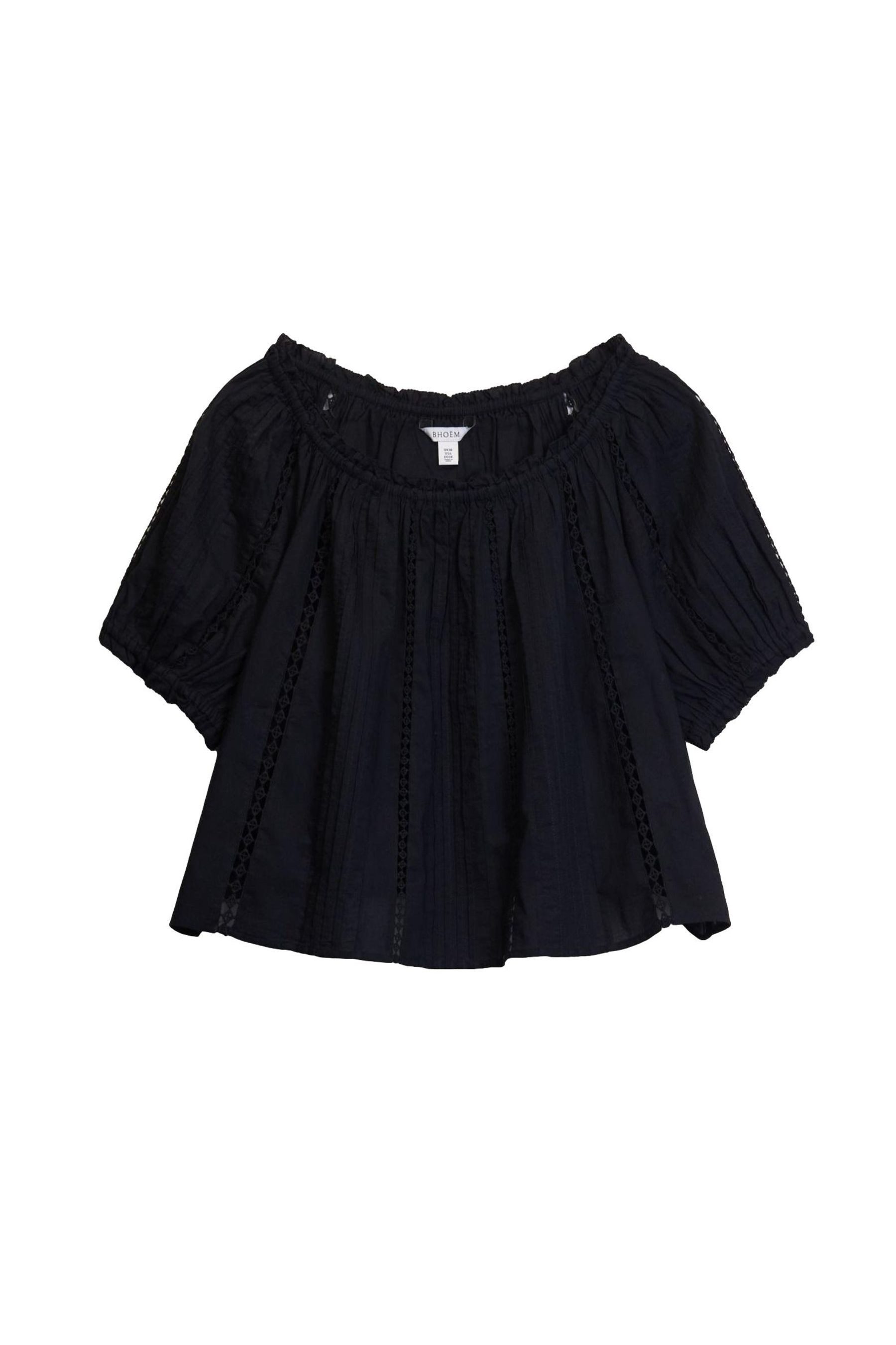 Bhoem Kurzarmbluse Kurzarmoberteil mit Spitzenverzierung (1-tlg)