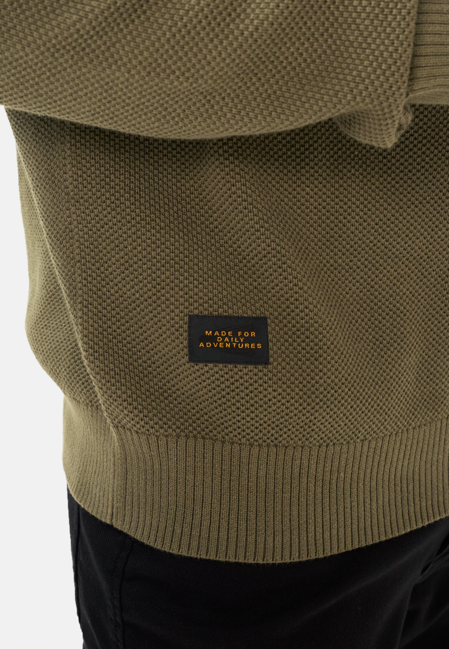 camel active Strickjacke mit Stehkragen Langarm Stehkragen